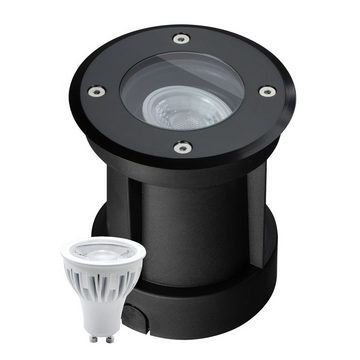 LEDANDO LED Einbaustrahler LED Bodeneinbaustrahler Set - Schwenkbar und Dimmbar - Schwarz - 7W LE