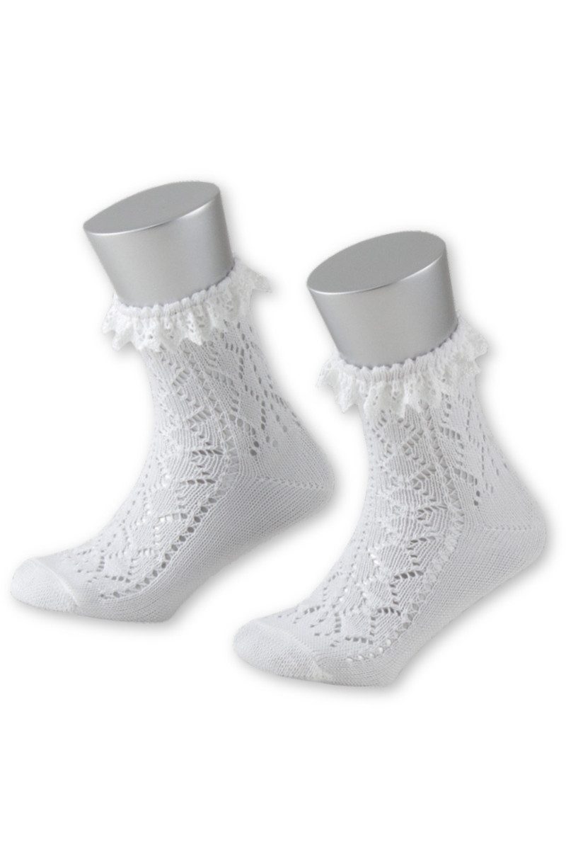 Lusana Trachtensocken Trachten Kindersöckchen - L1280S - weiß