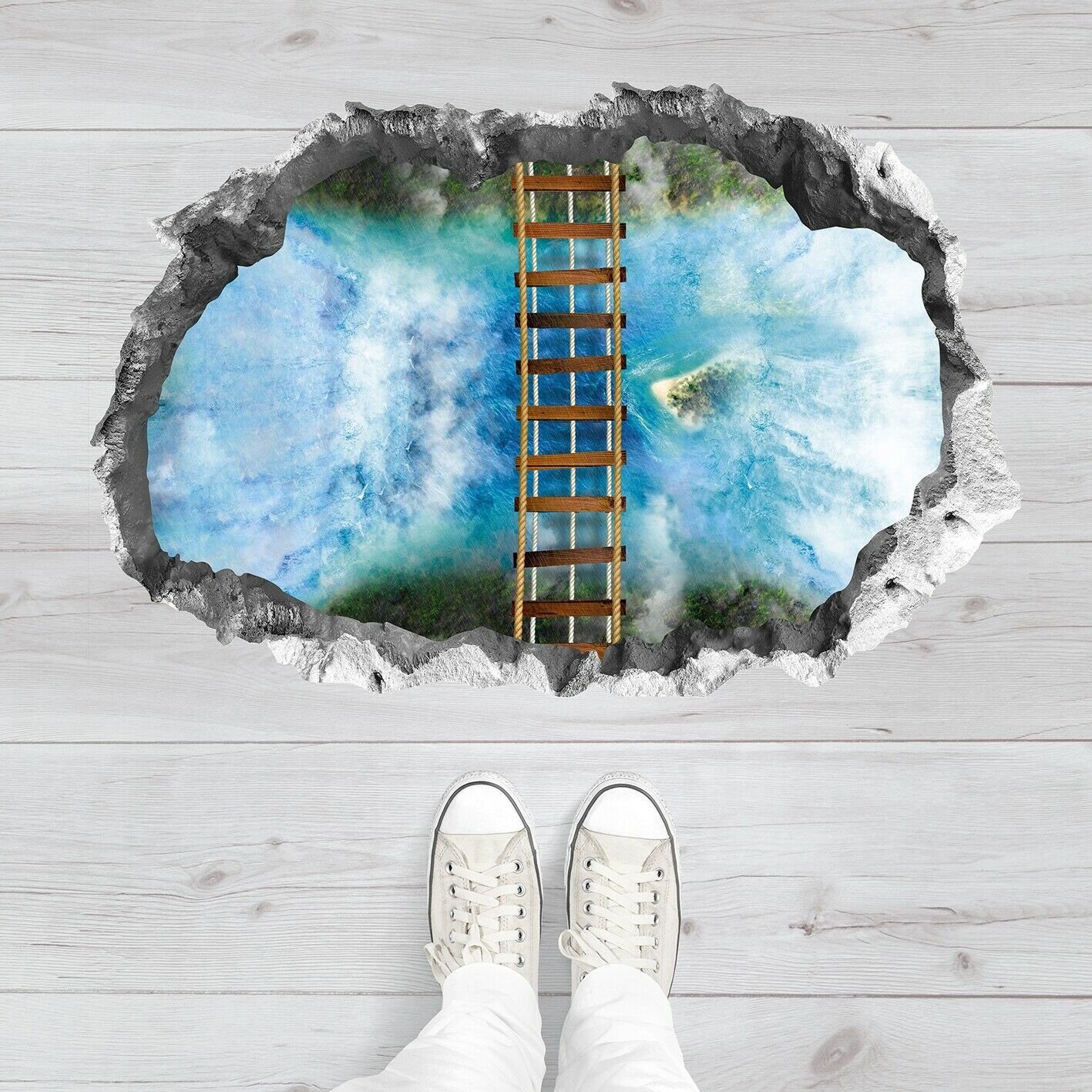 3D-Wandtattoo Hängebrücke, 3D Bodensticker Aufkleber 90x60 günstig online kaufen