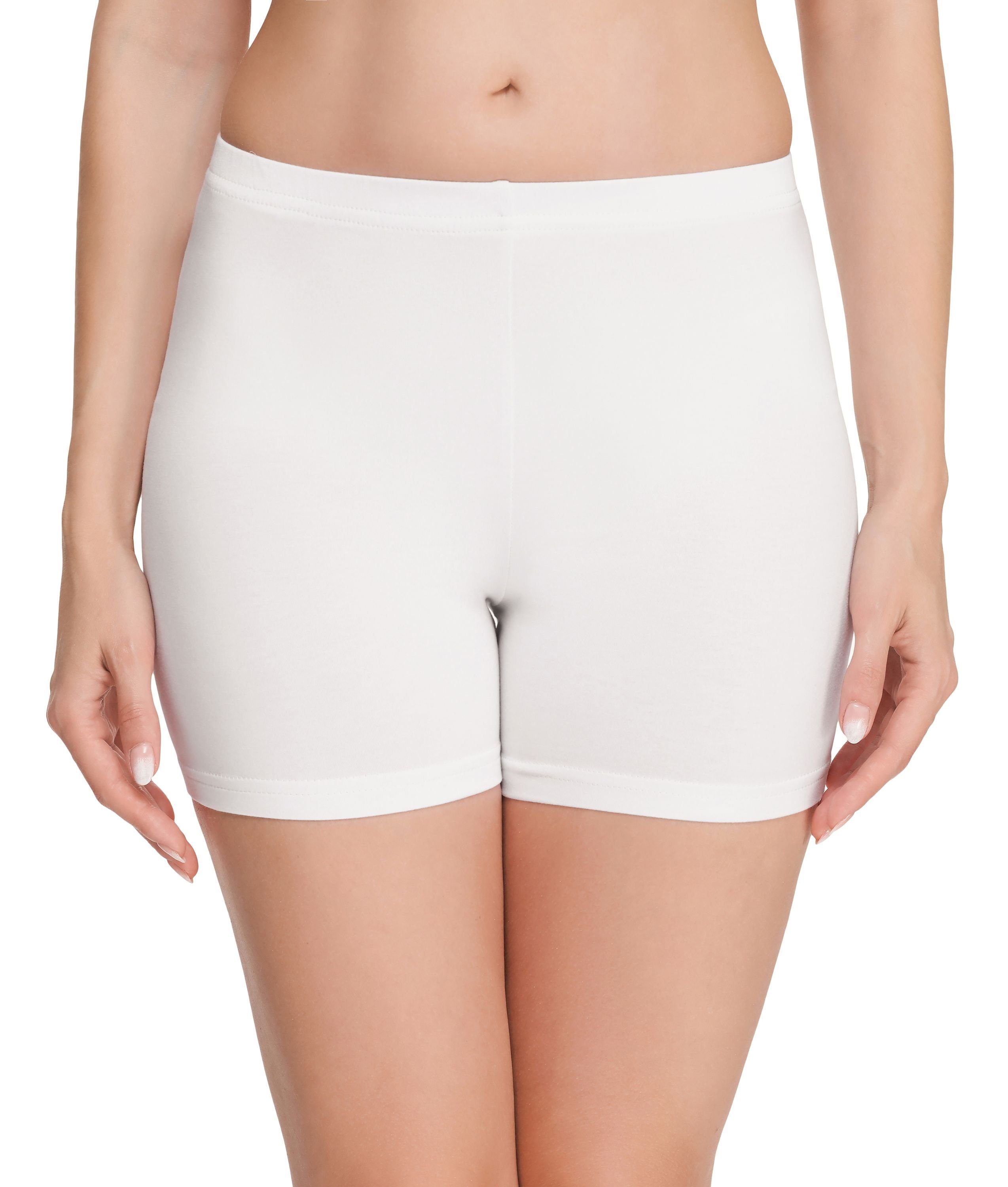 Style elastischer Radlerhose Weiß Hotpants Unterhose (1-tlg) Merry MS10-392 Damen Shorts Leggings Bund Boxershorts