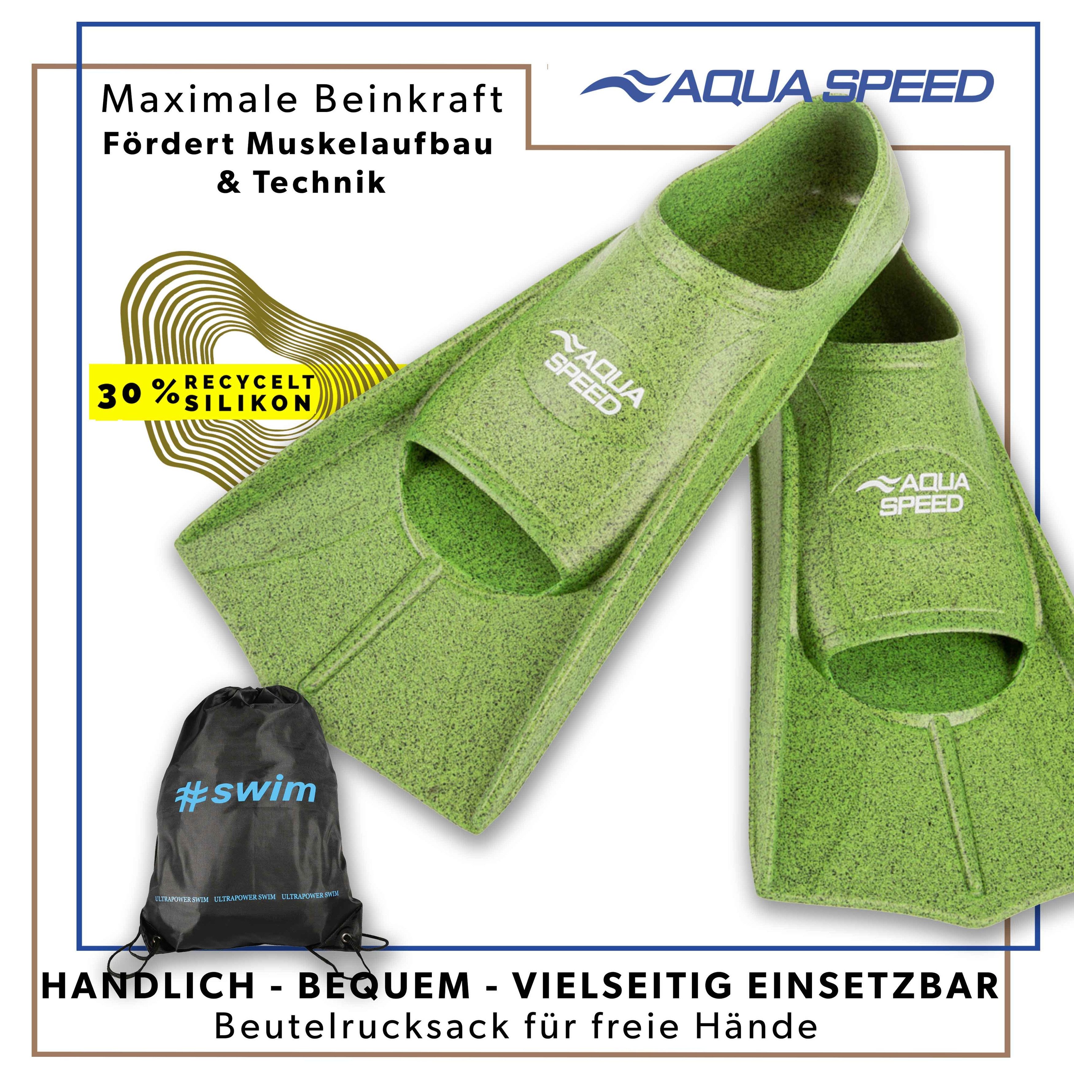 Aqua Speed Flosse Kurze Schwimmflossen Silikon teils recycelt Perfekt fürs Training, Effektive Beinmuskulatur-Stärkung für alle Schwimmstile