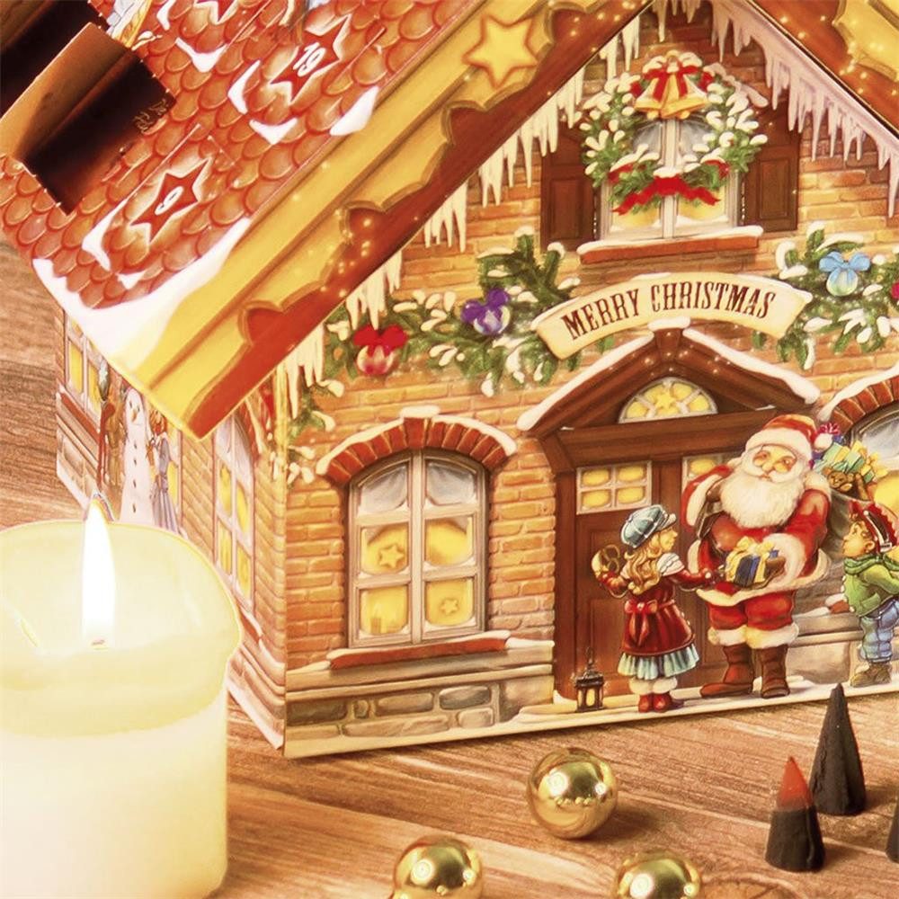 Roth Adventskalender Räucherkerzen-Adventskalender Haus der Düfte, 24 Düfte im dekorativen Räucherhäuschen