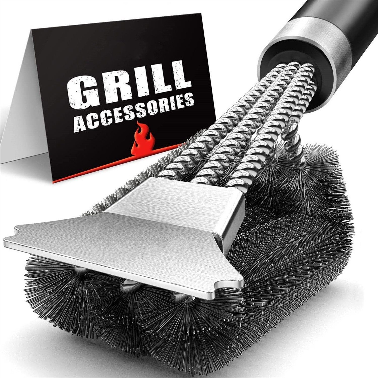 Grillbürste Grillbürste Edelstahl, 3-in-1 Grill Bürste mit Schaber