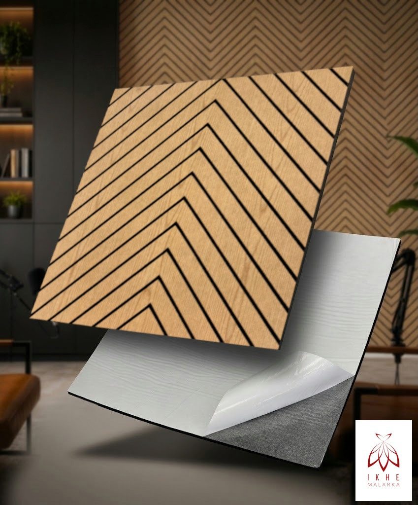 IKHEMalarka Wandpaneel Akustik Filz selbstklebend Holzoptik Decken Wandverkleidung, BxL: 60x60 cm, 0,36 qm, (1 Stück, 0,36qm) 60x60 cm 0,36 m² leicht, selbstklebende Rückseite als Montagehilfe