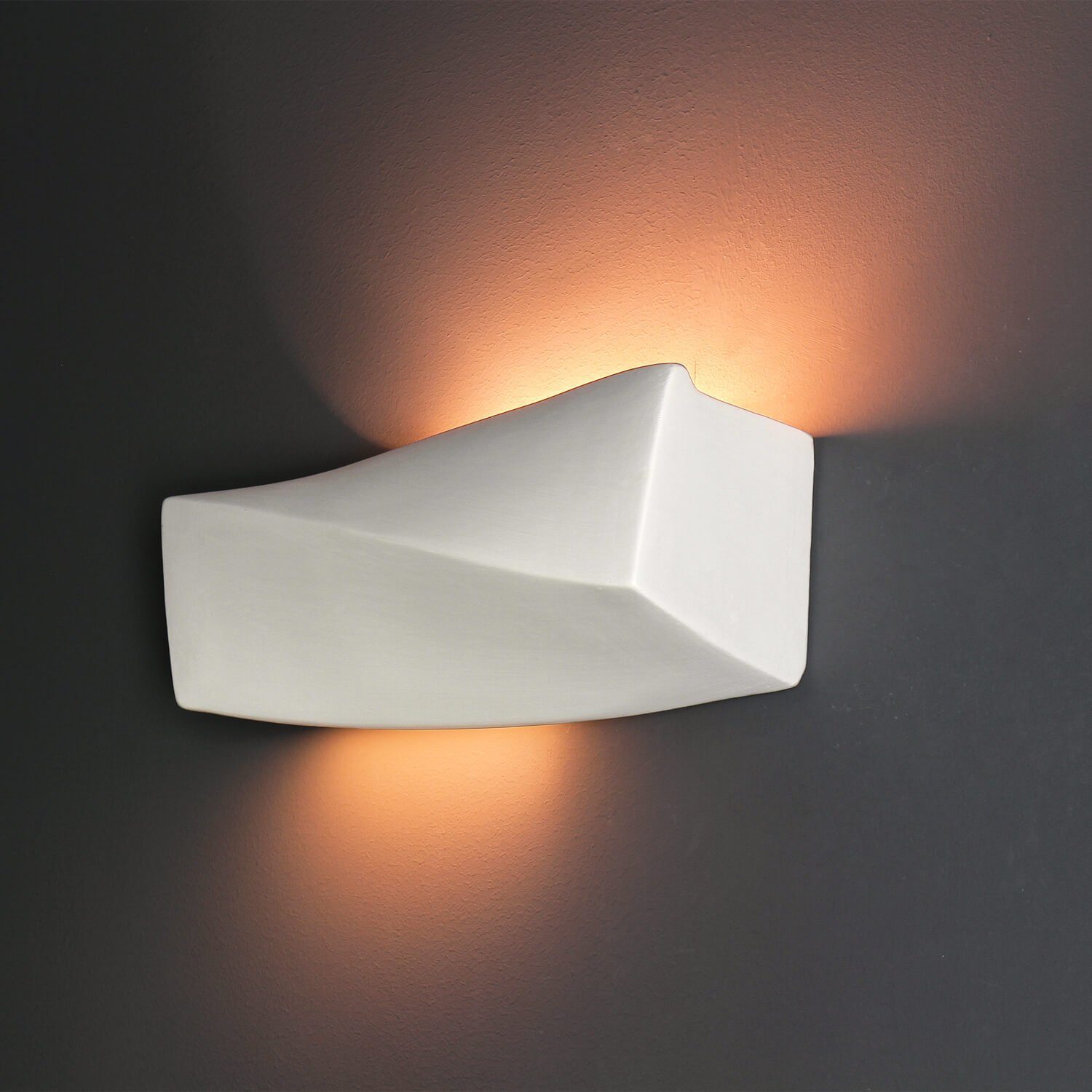 Licht-Erlebnisse Wandleuchte TAURUS, ohne Leuchtmittel, Wandlampe Weiß Gips Design dezent L:30xm H:15cm E27 Flur Wohnzimmer