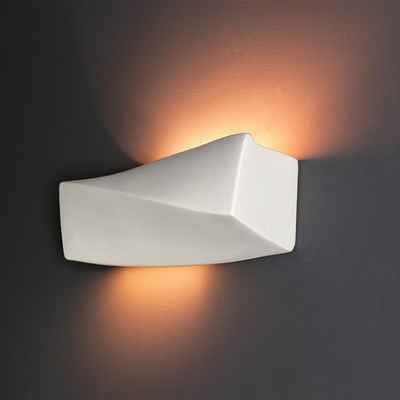Licht-Erlebnisse Wandleuchte »TAURUS«, Wandlampe Weiß Gips Design dezent L:30xm H:15cm E27 Flur Wohnzimmer