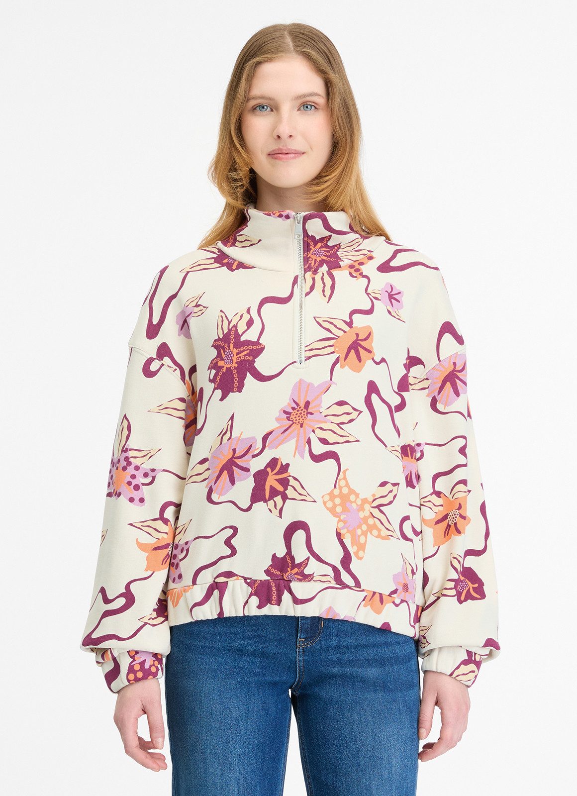 Ragwear Sweatshirt IZZAR PRINT Stehkragen mit Reißverschluss im Troyer-Stil günstig online kaufen