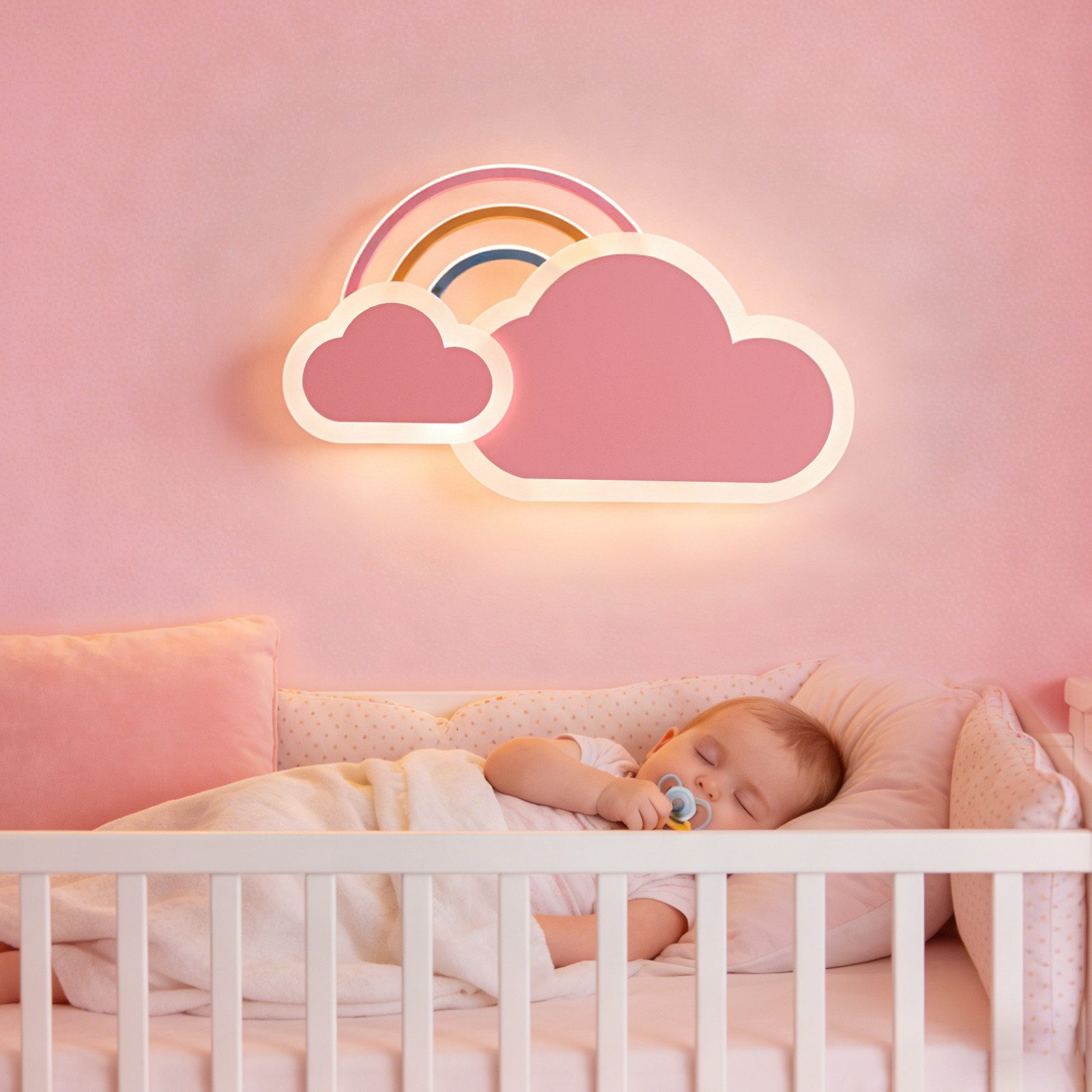 RRBEST LED Deckenleuchte LED Kinder Deckenlampe Wolken Regenbogen Deckenleuchte, mit Fernbedienung &  APP, Nachtlicht Funktion