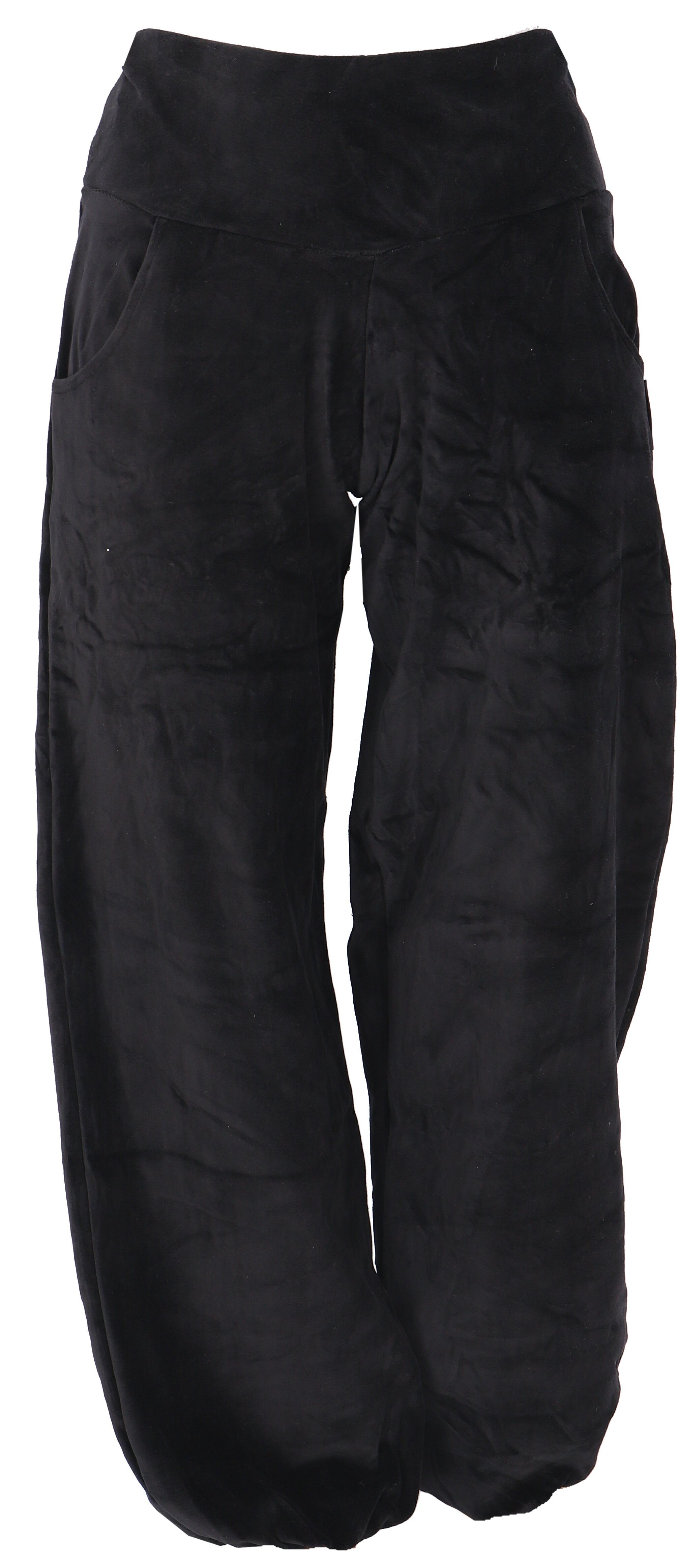 Guru-Shop Relaxhose Boho Samt Pluderhose, Wohlfühlhose, Yogahose -.. alternative Bekleidung