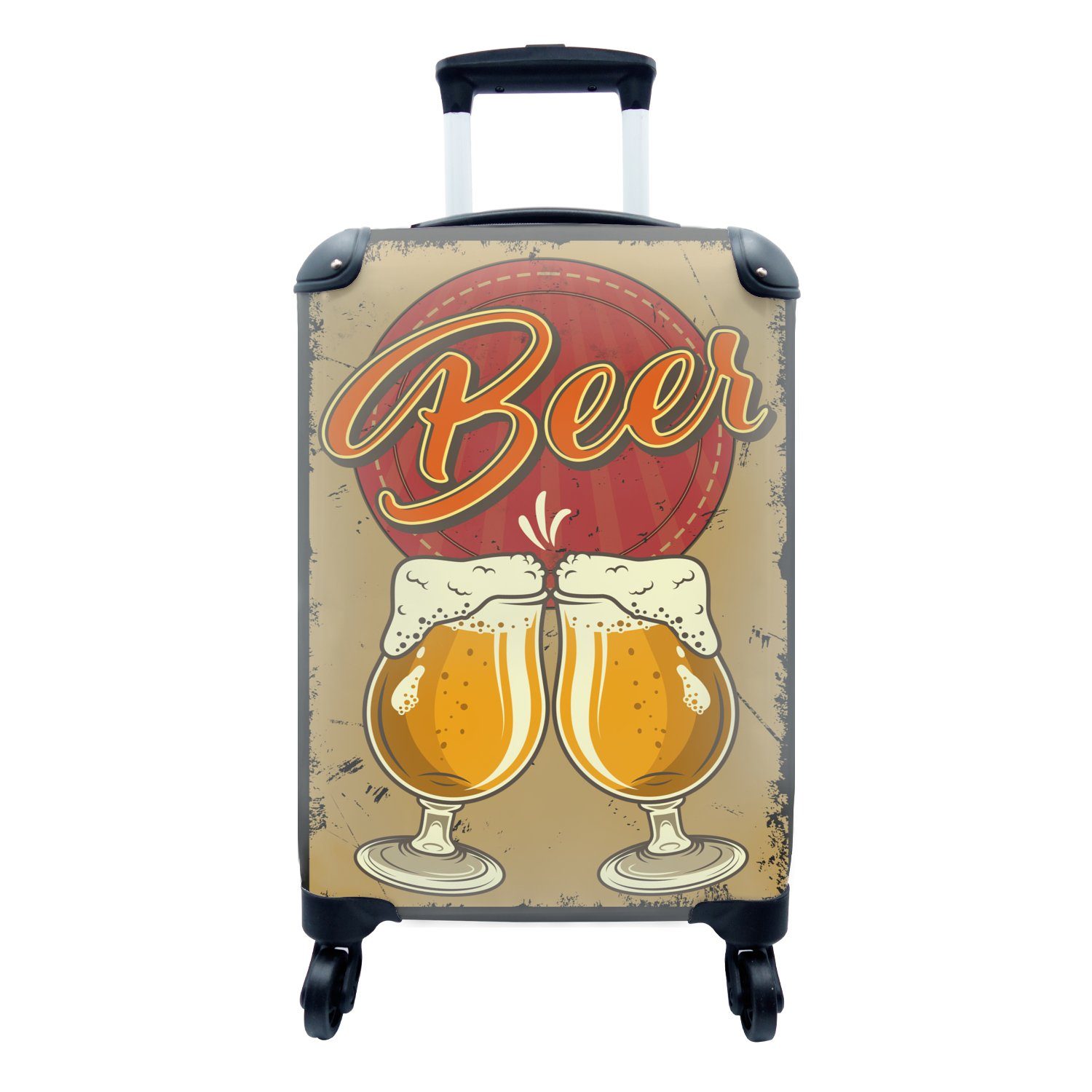 - Reisekoffer Trolley, rollen, - - Biergläser Mancave Reisetasche MuchoWow Vintage Zeichnung, Handgepäckkoffer 4 mit Handgepäck für Rollen, Ferien,