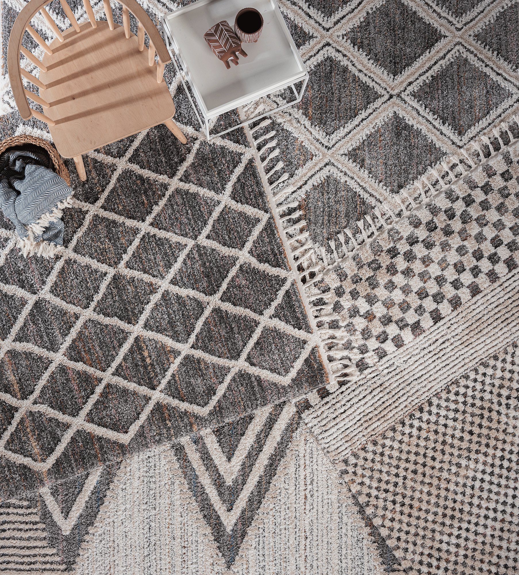 carpet, Weicher 3D Rechteck, Effekt, Wohnzimmer, Grau Vera Hochflor-Teppich 30 Handmade-Look Fransen, Hochwertig Schlafzimmer, mm, Teppich, Höhe: Super the