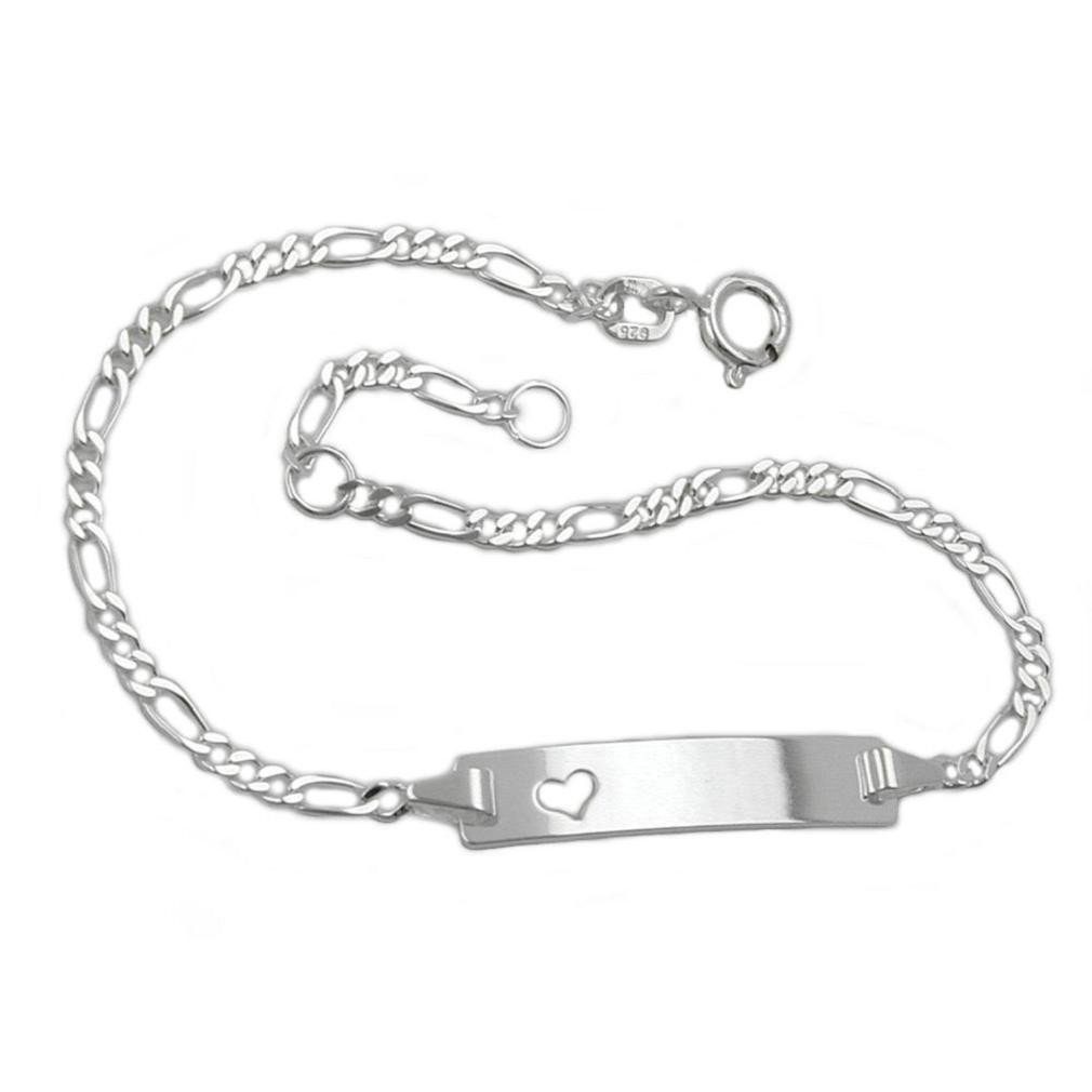 unbespielt Gliederarmband Armband Schildarmband mit Herz 925 Silber 19 cm kleine Schmuckbox, Silberschmuck für Kinder
