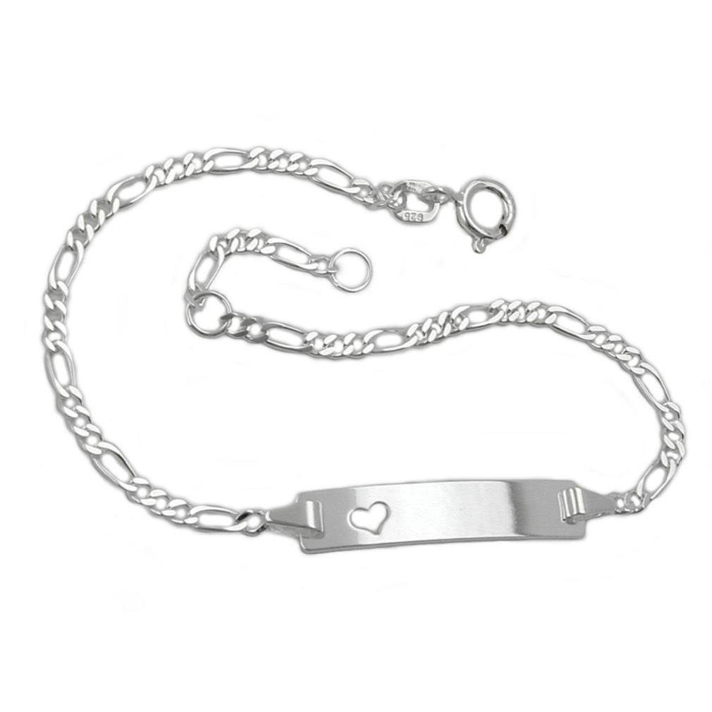 Kinder x Armband 2,3 kleiner Schildarmband Gravurplatte Herz 19 Gliederarmband Armband Figarokette Silberschmuck für Schmuckbox, mit Silber unbespielt mit cm inklusive 925 mm