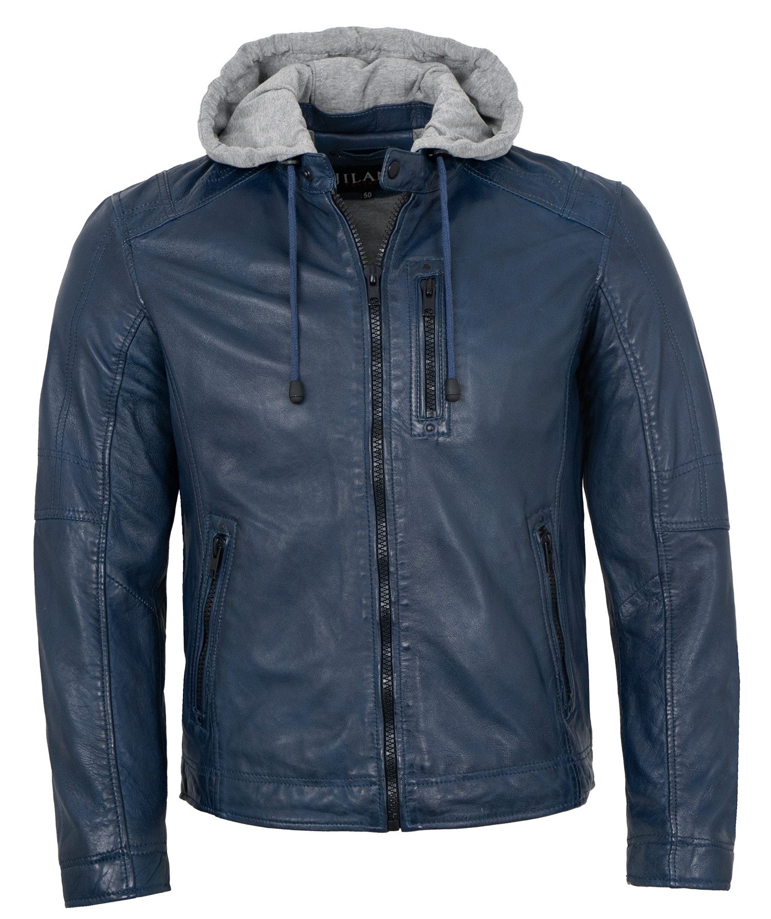 Jilani Lederjacke Harland-4 Jilani - Herren Lederjacke Kapuze Lammnappa bla günstig online kaufen