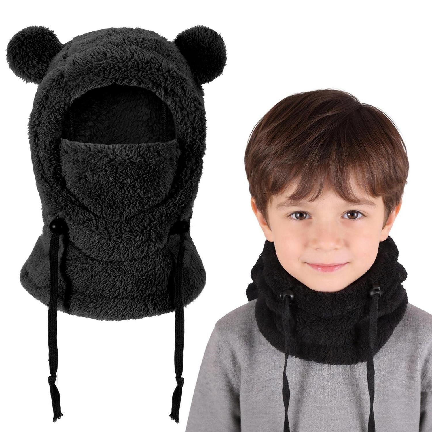 Sturmhaube Sturmhaube Kinder 3-10 Jahre Thermo Fleece Halswärmer Schwarz