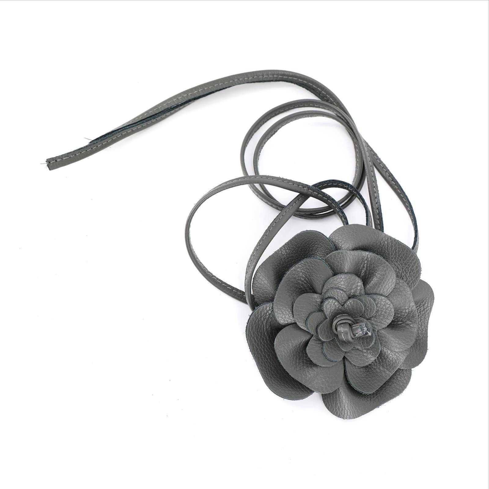 MIRROSI Taillengürtel Blume aus Echtleder zu binden, Einheitsgröße, Made in Italy Einheitsgröße (Geeignet für einen Hüftumfang bis zum ca.150 cm)
