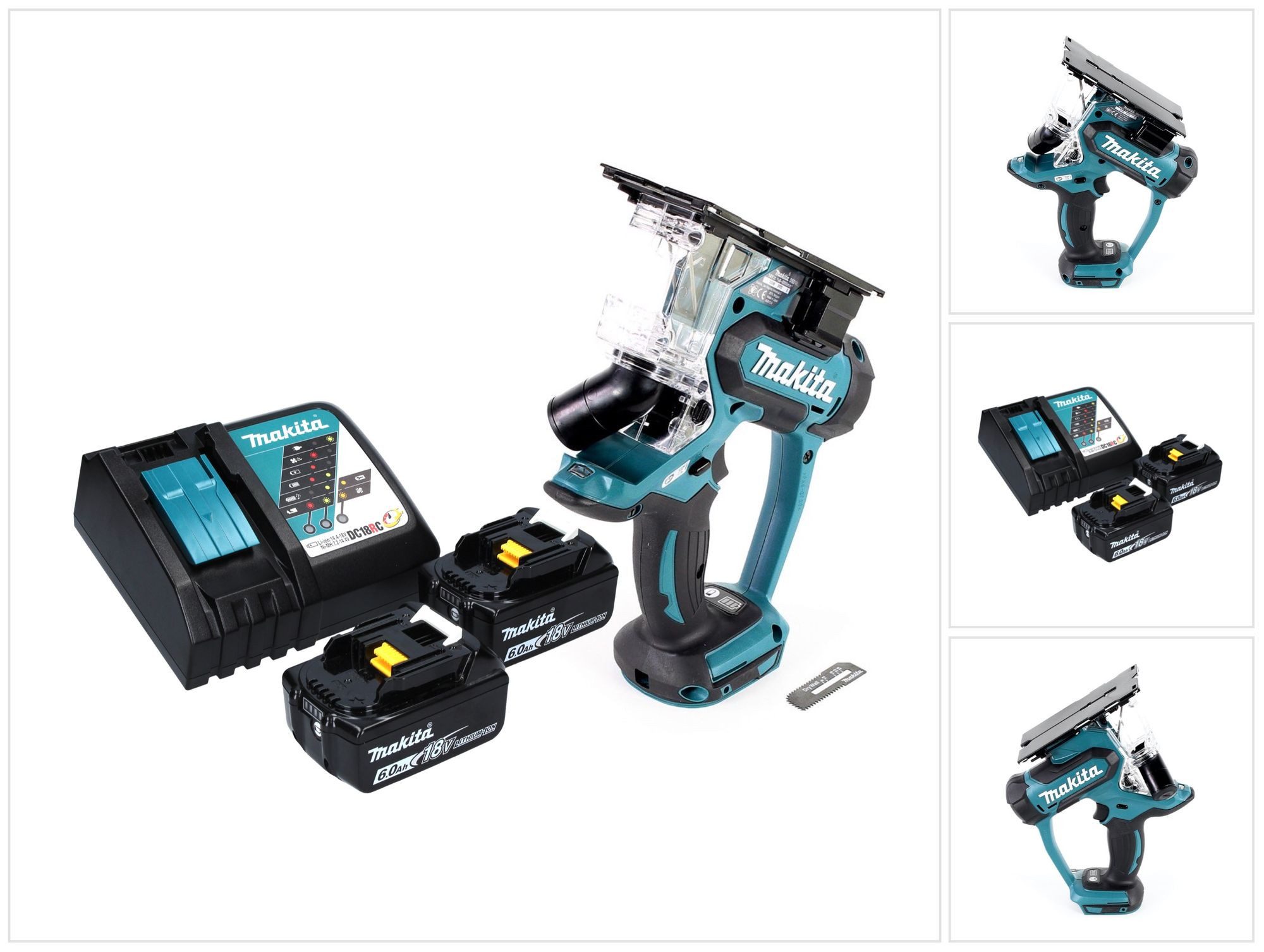 Makita Akku-Trockenbausäge DSD 180 RG Akku Gipskartonsäge 18 V + 2x Akku 6,0 Ah + Ladegerät