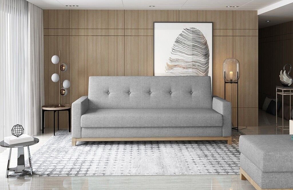 JVmoebel Sofa, Dreisitzer Sofa Stoff Grau Polster Sofas Sitzer 3 Sitz Couch Moderne