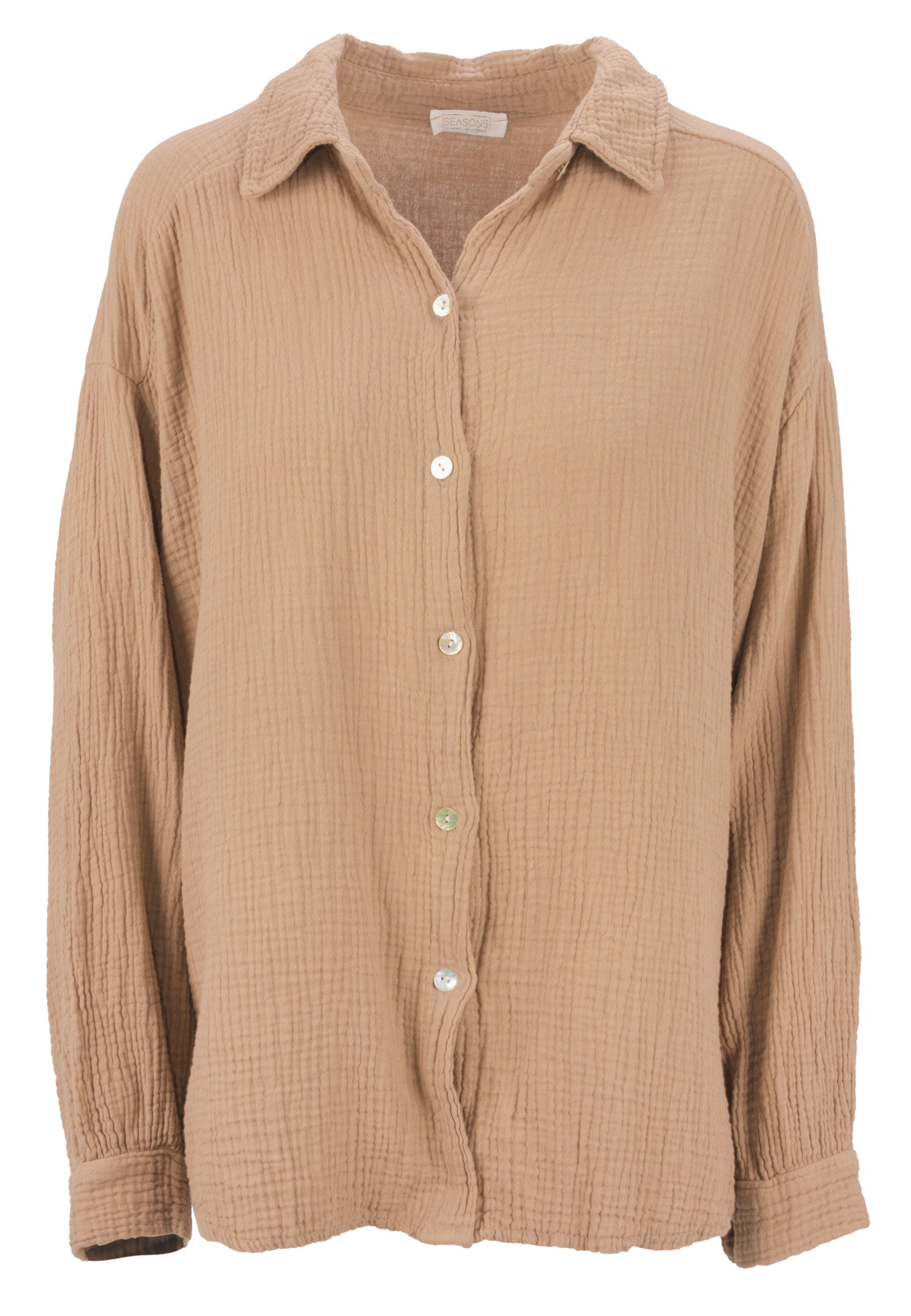 Seasons of April Hemdbluse Oversized Musselinbluse Sasha (1-tlg) Kurze Muss günstig online kaufen