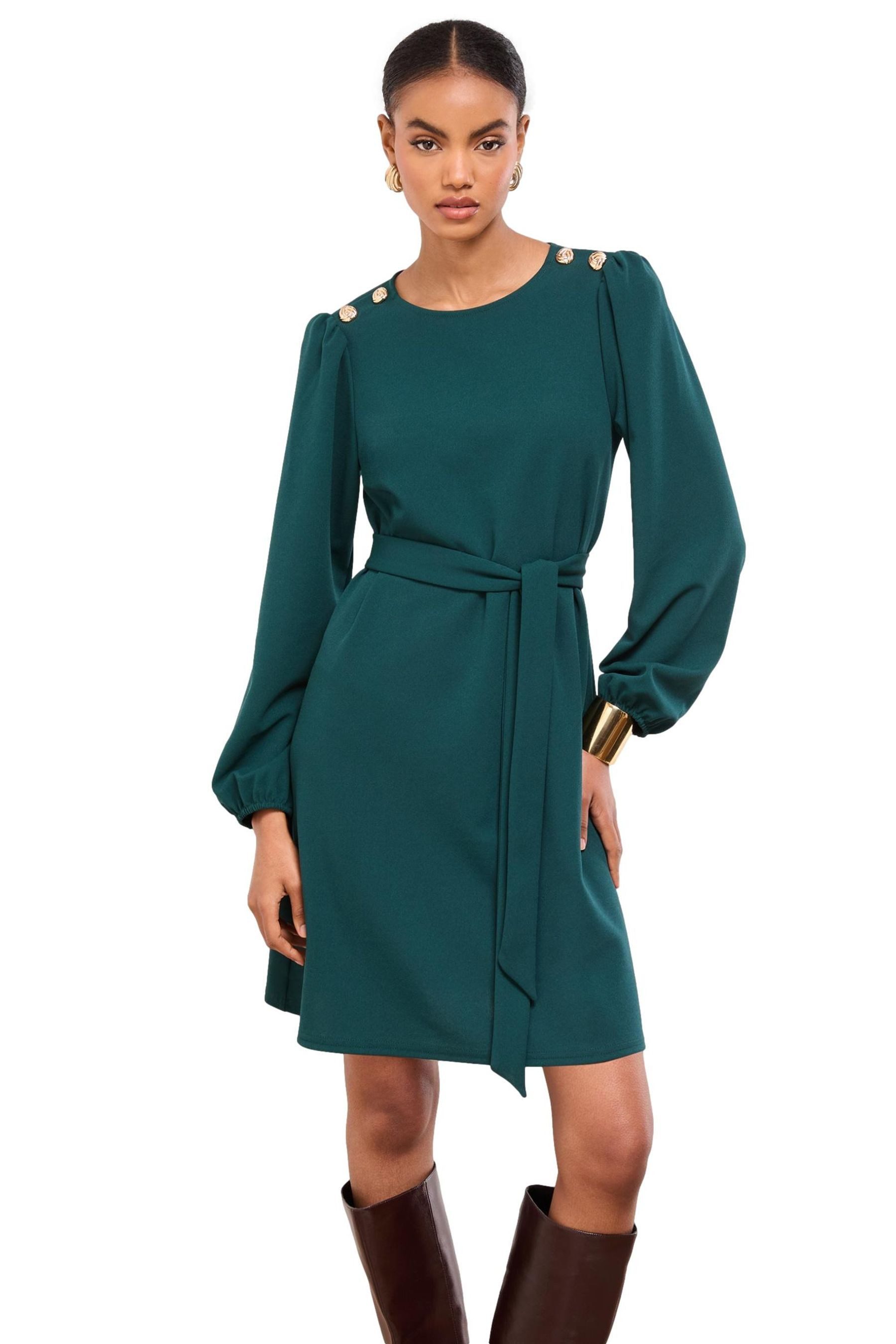 LIPSY Minikleid Lipsy Langarm-Etuikleid mit Bindeband, Regular (1-tlg)