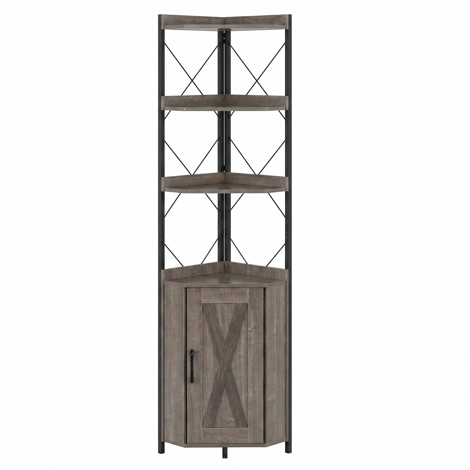 COSTWAY Standregal, Eckregal mit Absturzsicherungen & 2 Kippschutz-Sets