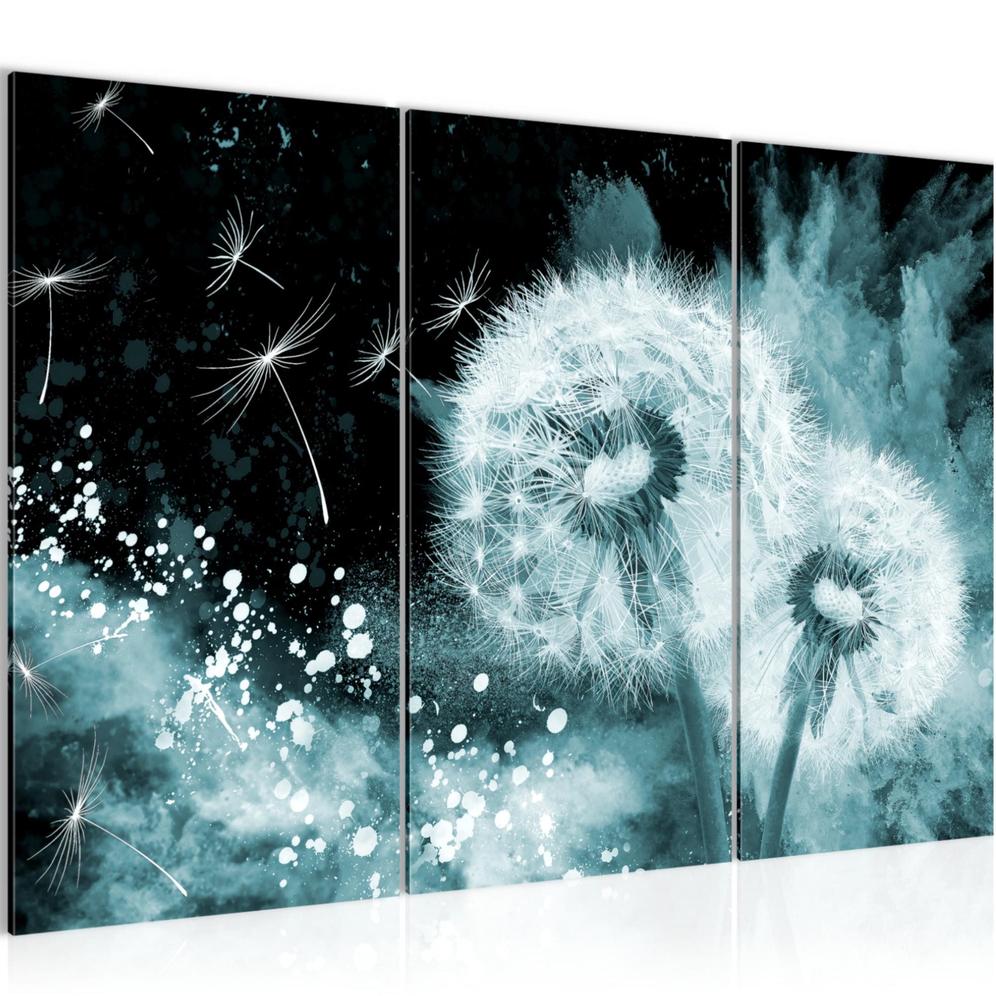 Runa Art Wandbild Pusteblume Bild Türkis Grau Abstrakt 120 x 80 cm 015831b, 40 x 80 cm - 3 Bilder