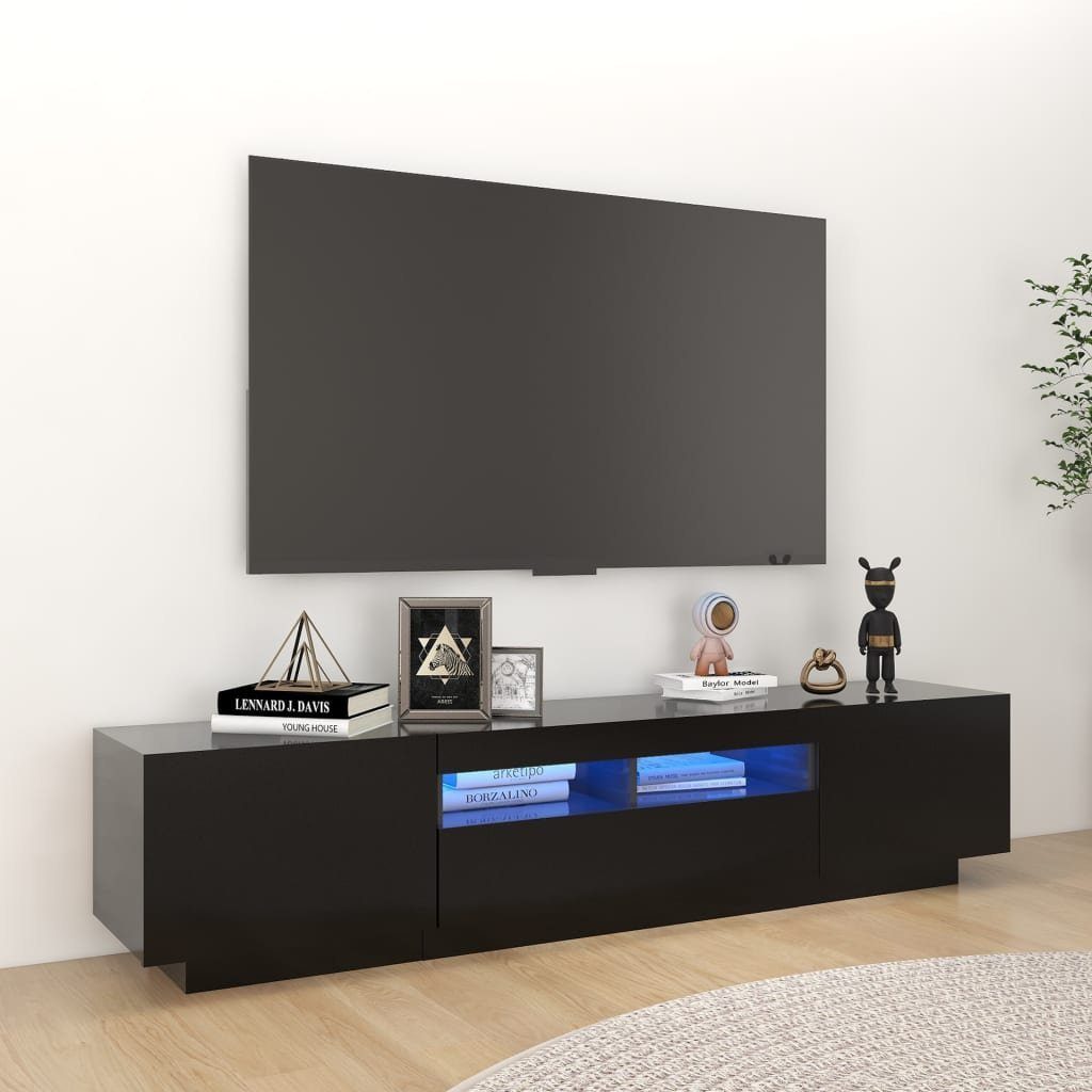 (1-St) TV-Schrank mit vidaXL cm LED-Leuchten TV-Schrank Schwarz 180x35x40