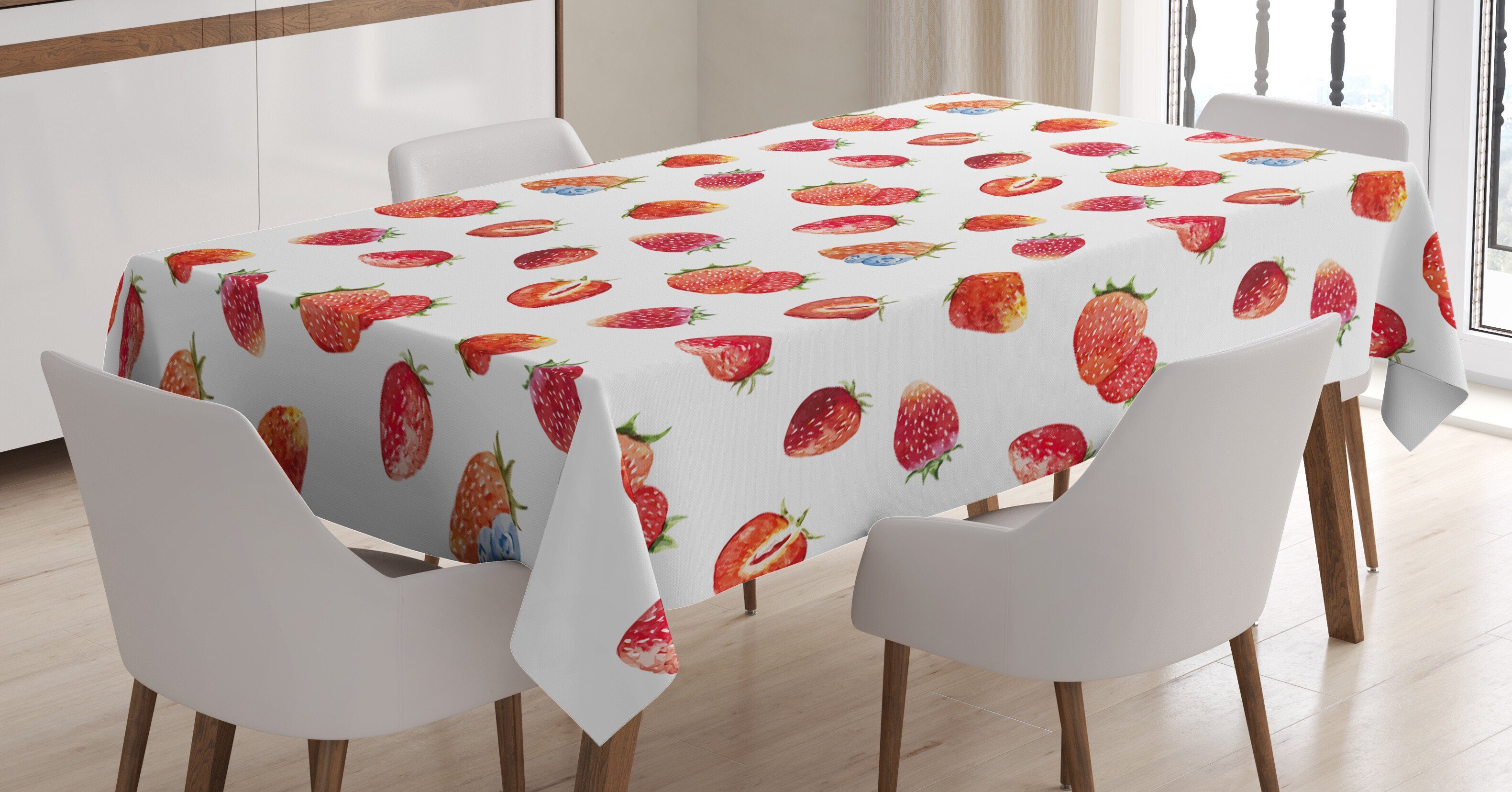 Abakuhaus Tischdecke Farbfest Waschbar Für den Außen Bereich geeignet Klare Farben, Aquarell Strawberry Blueberry