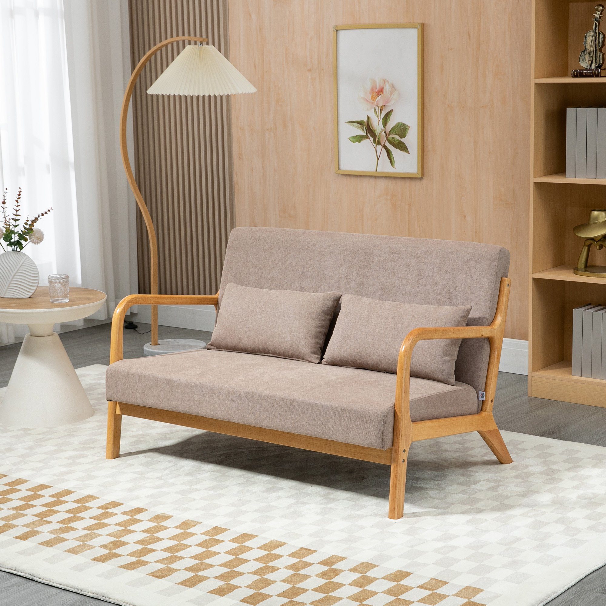 Samtoptik, 2-Sitzer Zweisitzer HOMCOM mit Kissen, mit Loveseat Sofa Doppelsofa