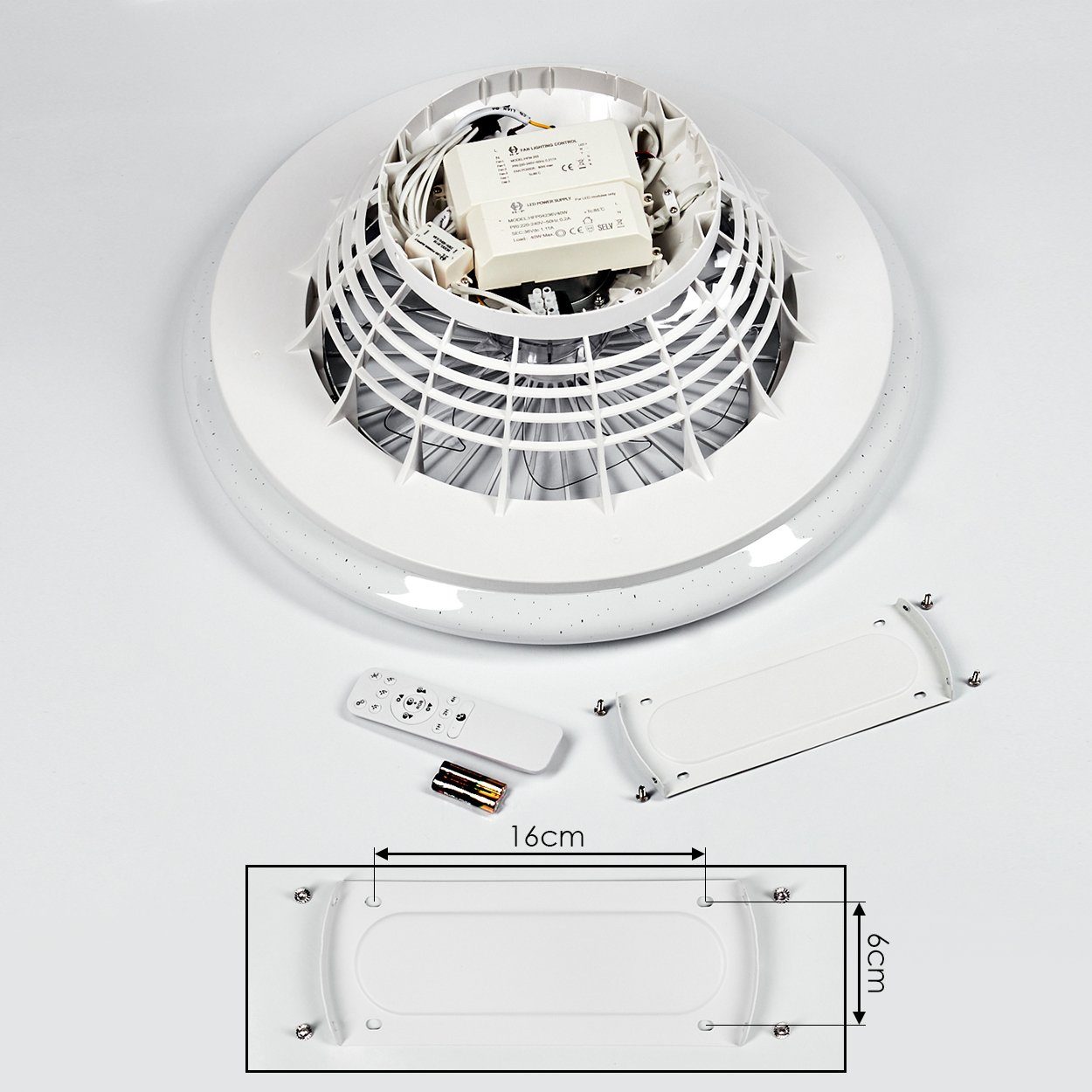 Deckenventilator Kunststoff, Deckenventilator hofstein Deckenlampe, Weiß Metall, aus »Concas«