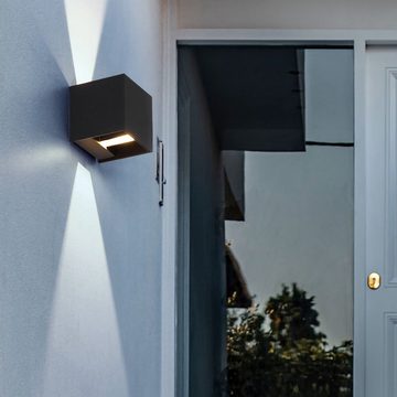 Globo Außen-Wandleuchte, LED-Leuchtmittel fest verbaut, Warmweiß, Außenwandleuchte Fassadenlampe Haustürleuchte anthrazit Up Down LED