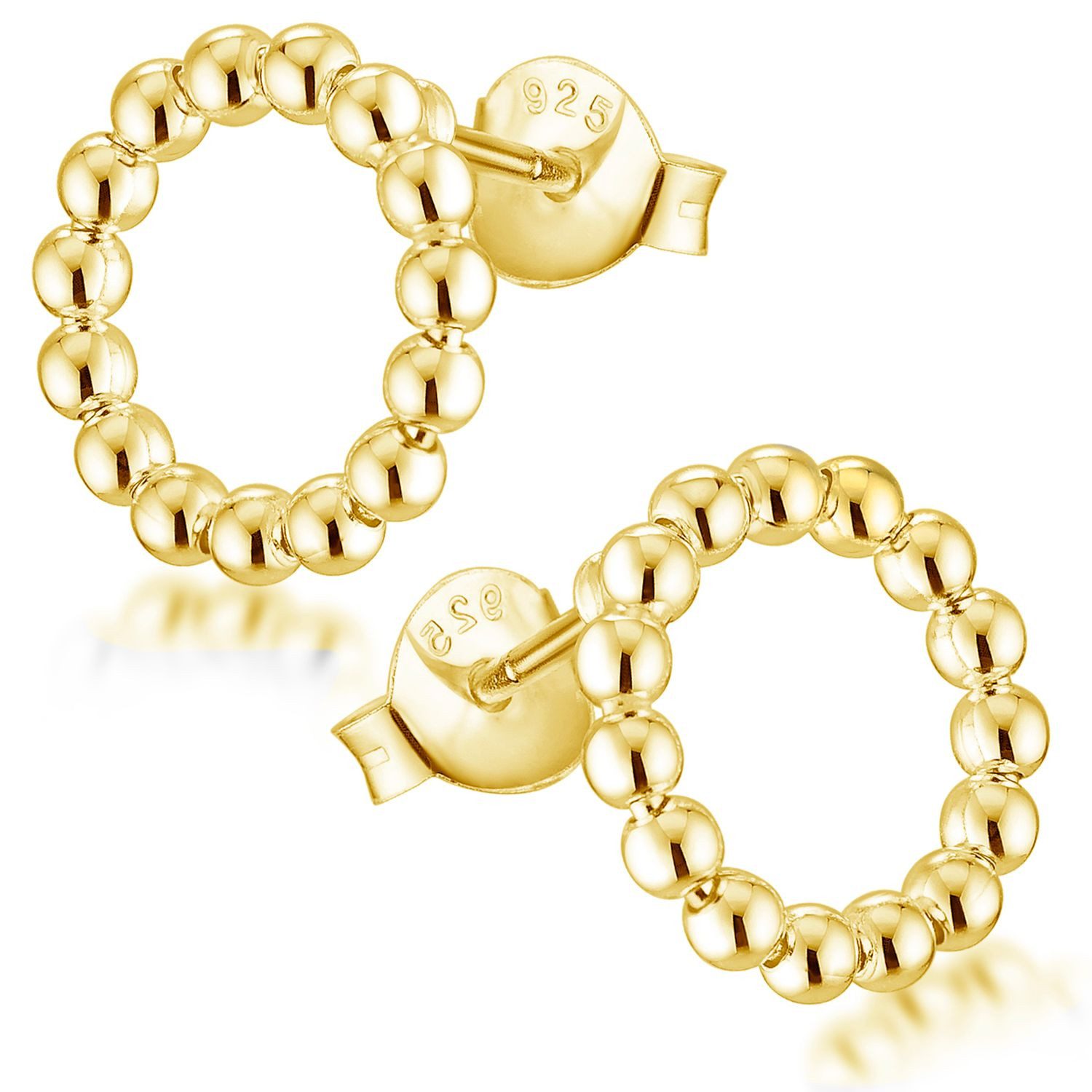 Materia Ohrstecker-Set Damen Gold Ohrstecker Kreis Kugeln Ø11mm SO-408, Sterlingsilber, vergoldet