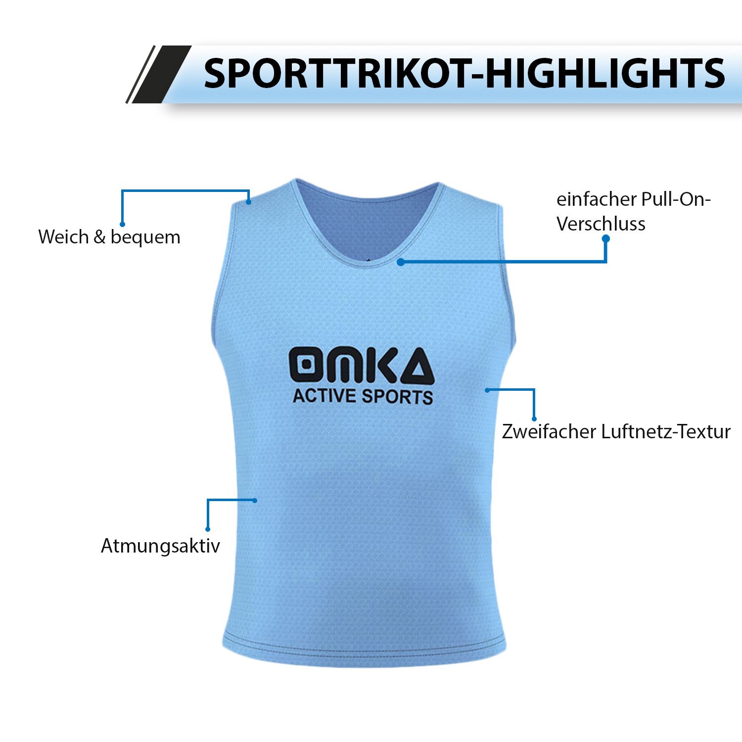 OMKA Trainingsleibchen OKLB01 12er Pack (Spar-Set, 12er-Pack) 12x OMKA Fußball Leibchen Trainingsleibchen