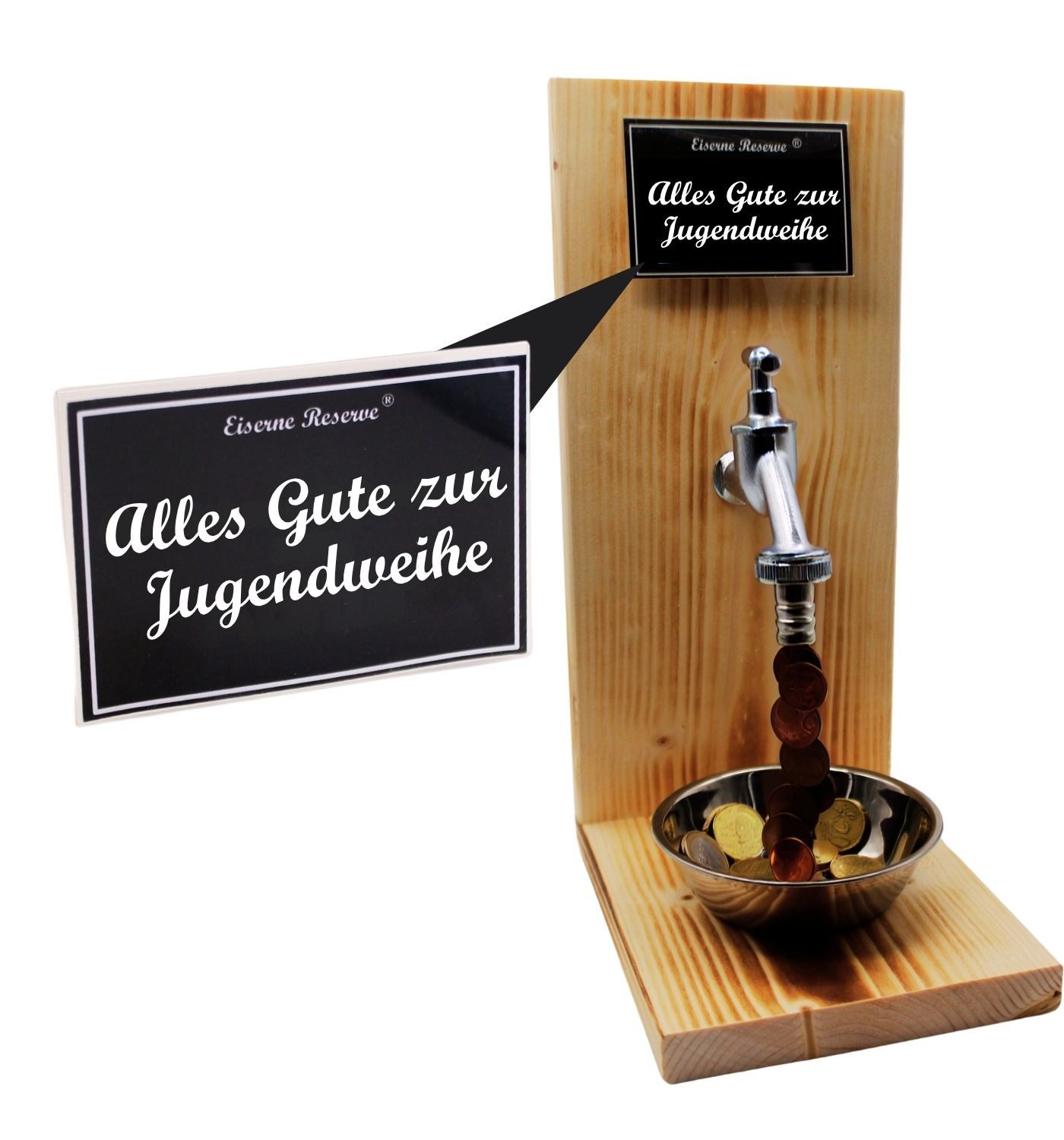 Eiserne Reserve® Geschenkbox Alles Gute zur Jugendweihe - Eiserne Reserve - Geldhahn - Geldgeschenk