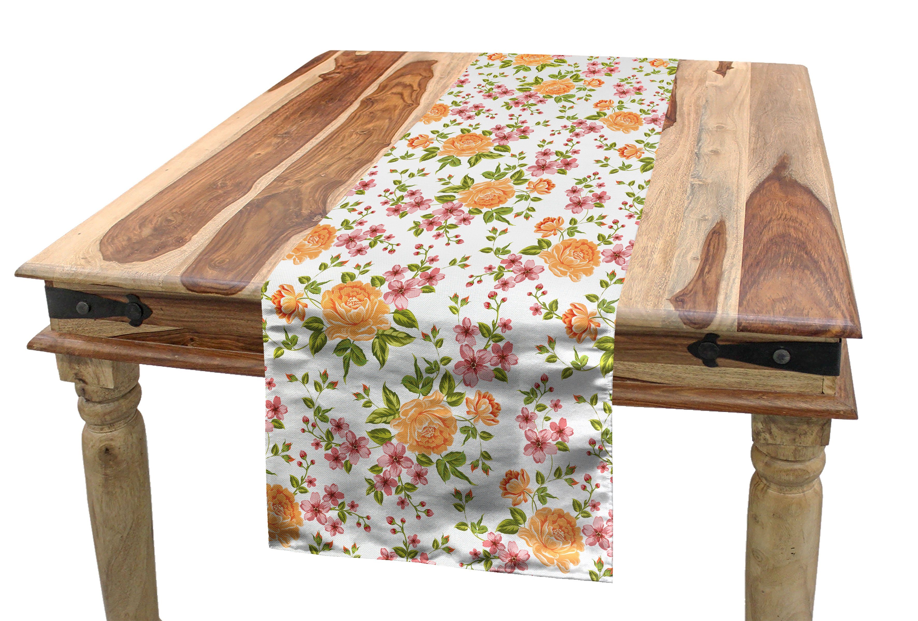 Abakuhaus Tischläufer Esszimmer Küche Rechteckiger Dekorativer Tischläufer, Blume Peony Poppy Braut Theme | Tischläufer