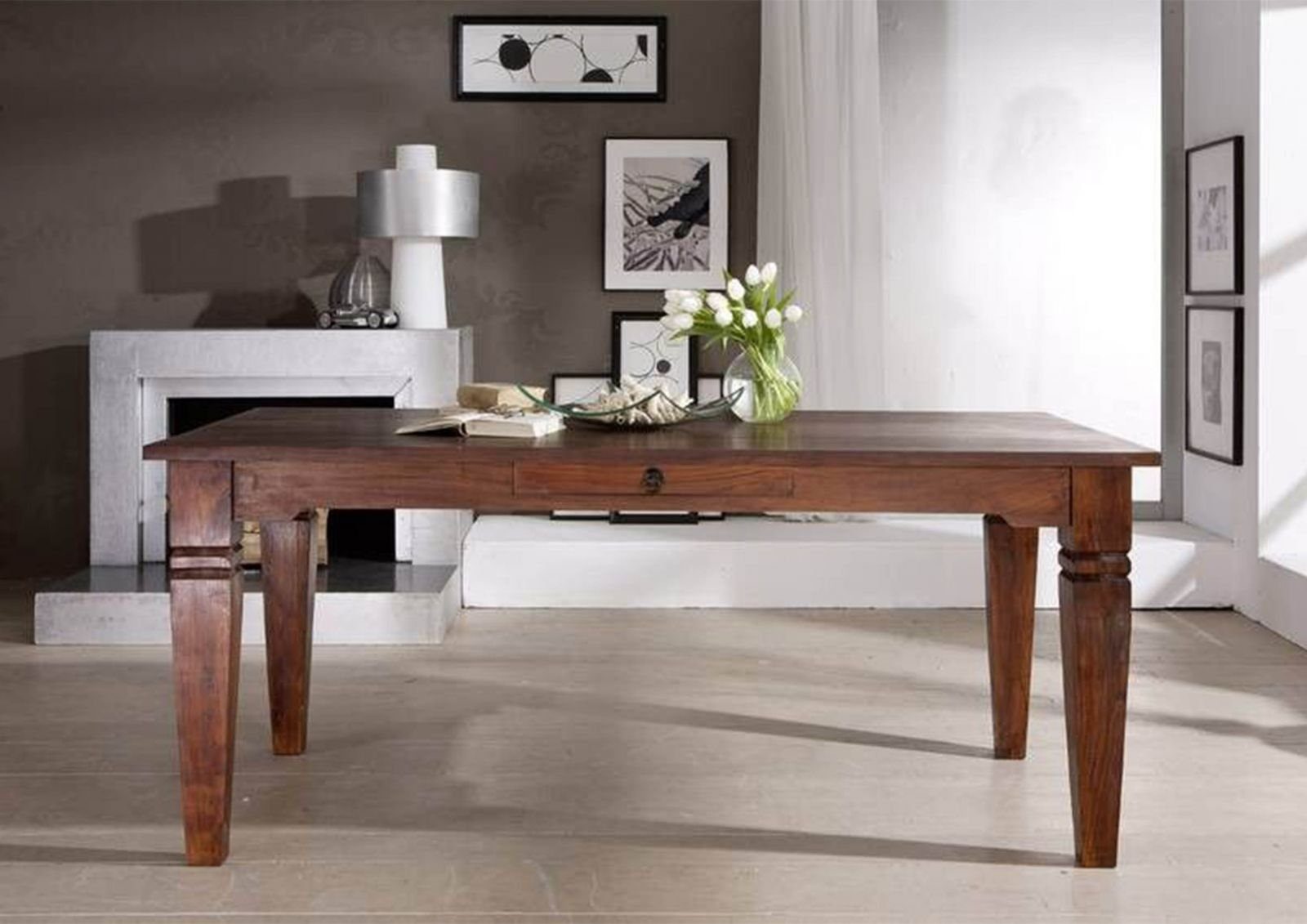 Massivmoebel24 Esstisch Esstisch Akazie 200x100x76 nougat günstig online kaufen