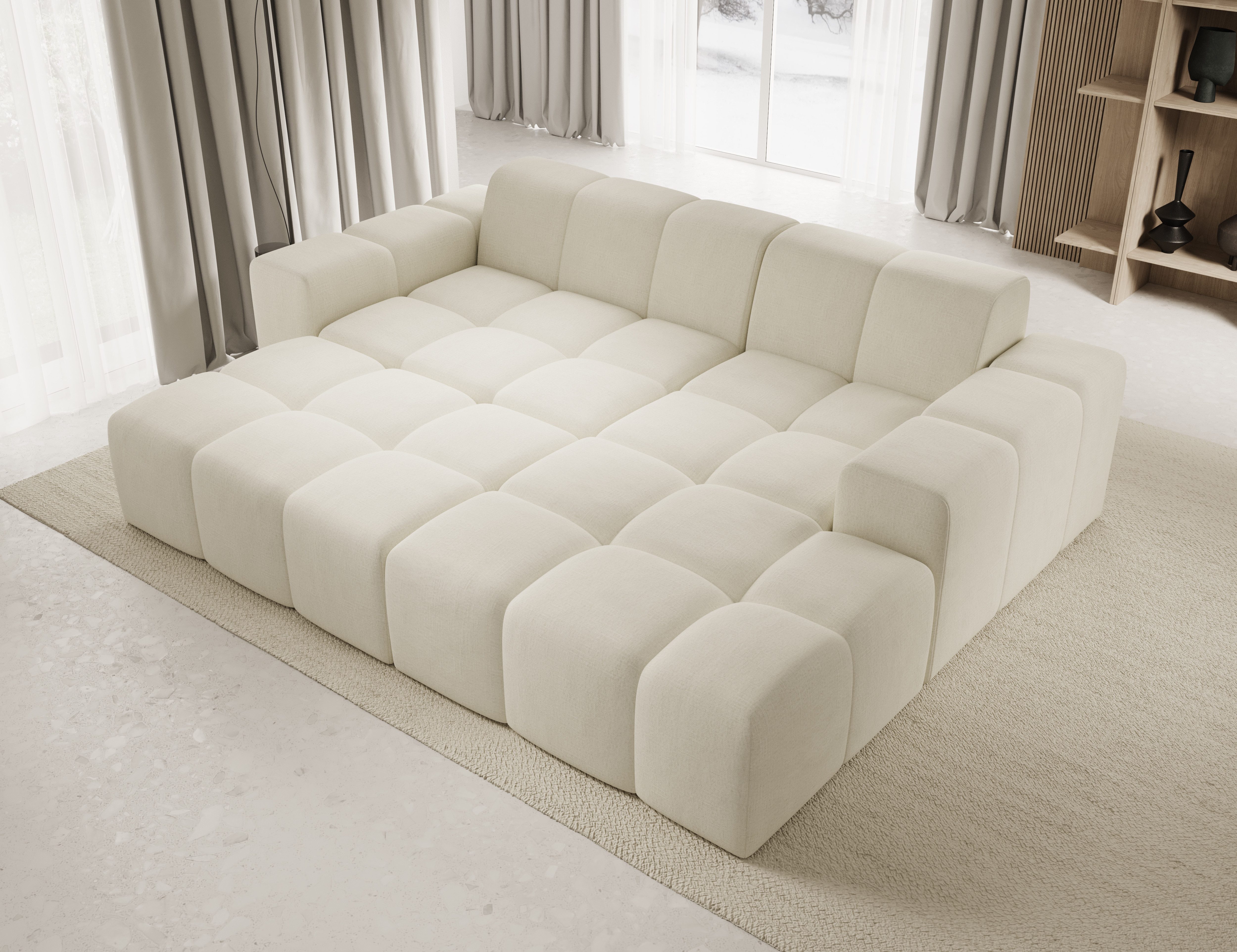 PROMETO Möbel Ecksofa Sofa mit Hocker, Couch L-Form Veloursstoff Fogo