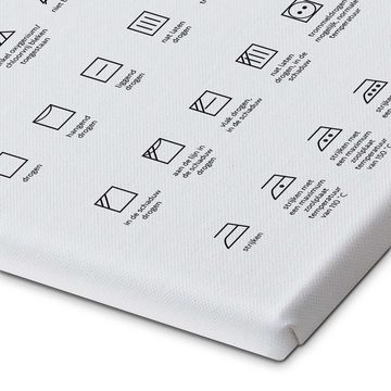 Posterlounge Leinwandbild Typobox, Wasch- & Pflegesymbole (niederländisch), Badezimmer Grafikdesign