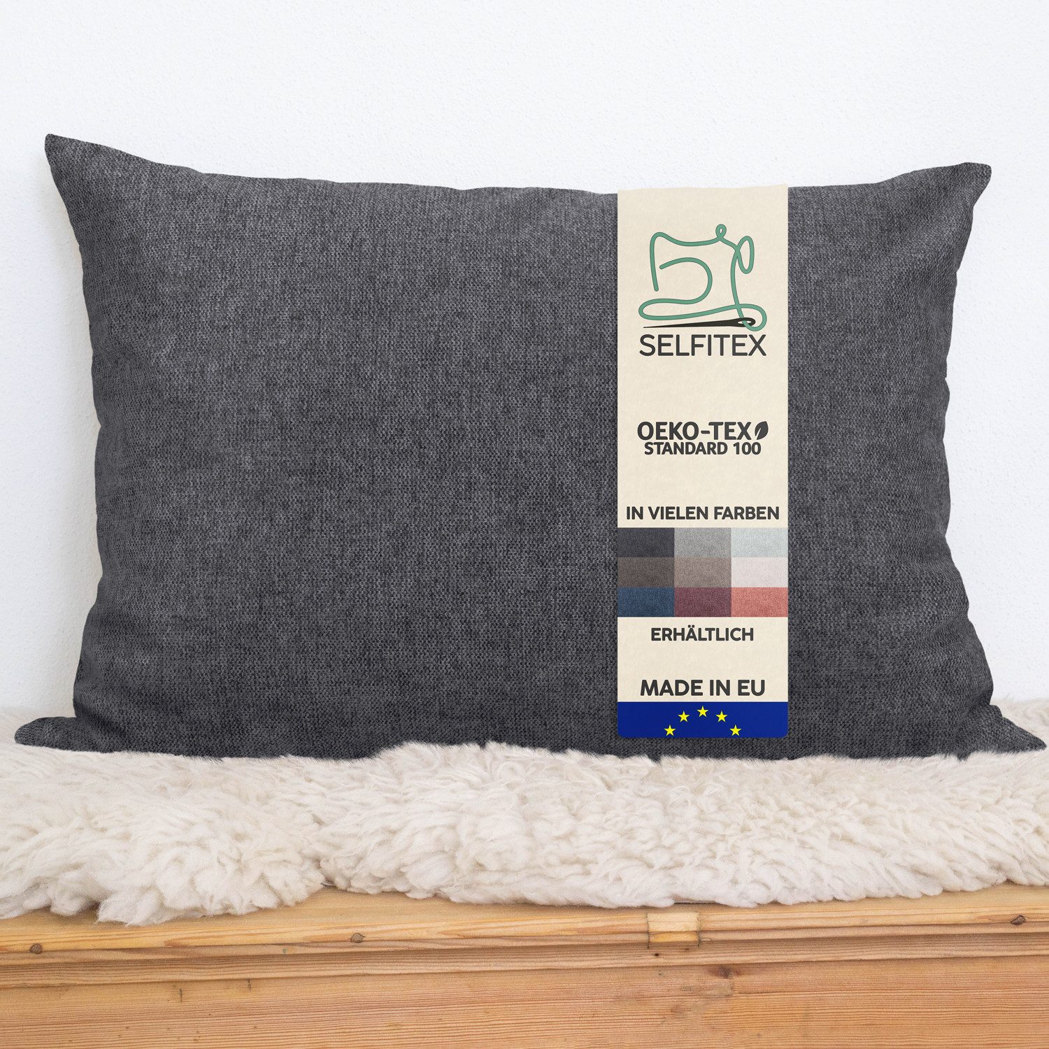 Selfitex Dekokissen 60x80 / 80x80 inkl. Füllkissen, große Farbauswahl, für Couch, Sofa und Bett