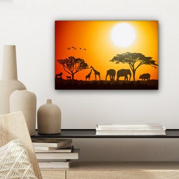 OneMillionCanvasses® Leinwandbild Elefant - Wilde Tiere - Afrika, (1 St), Wandbild Leinwandbilder, Aufhängefertig, Wanddeko, 30x20 cm