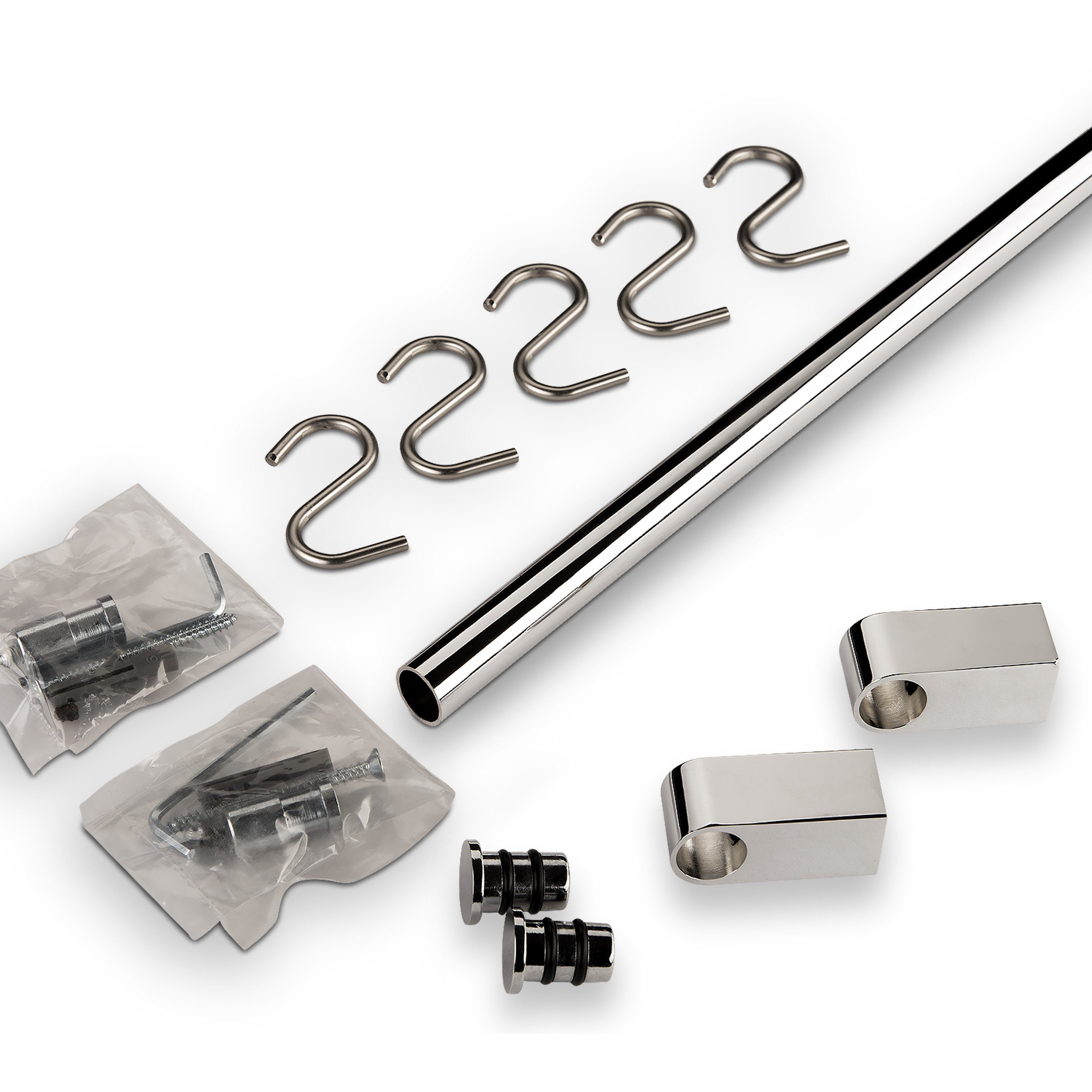 SO-TECH® Küchenrückwand Küchenreling Chrom 600-1200 mm - Rohr-Ø 16 mm