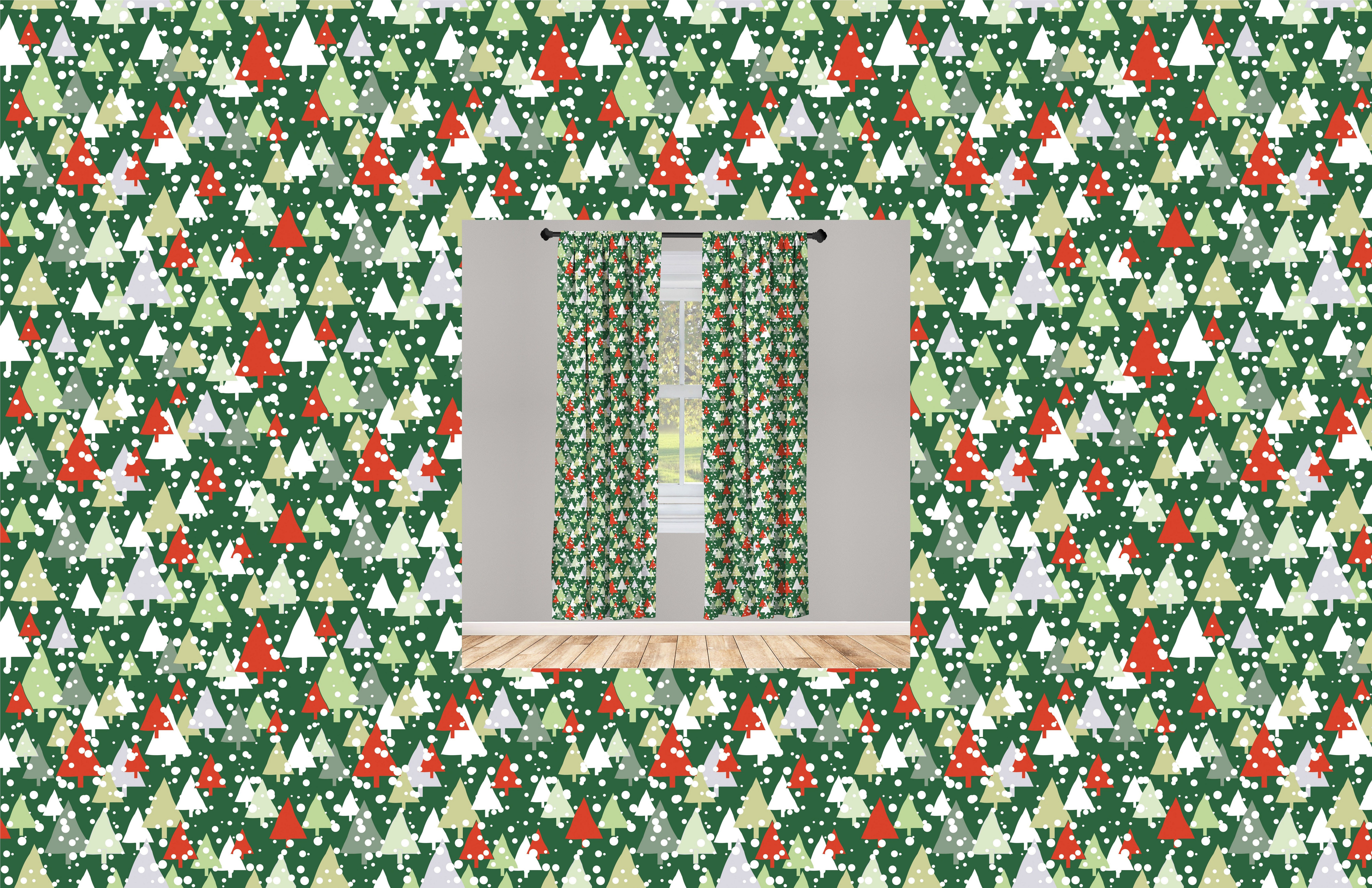 Gardine Vorhang für Wohnzimmer Schlafzimmer mit Microfaser, Kiefer Dekor, Winter Weihnachten Abakuhaus