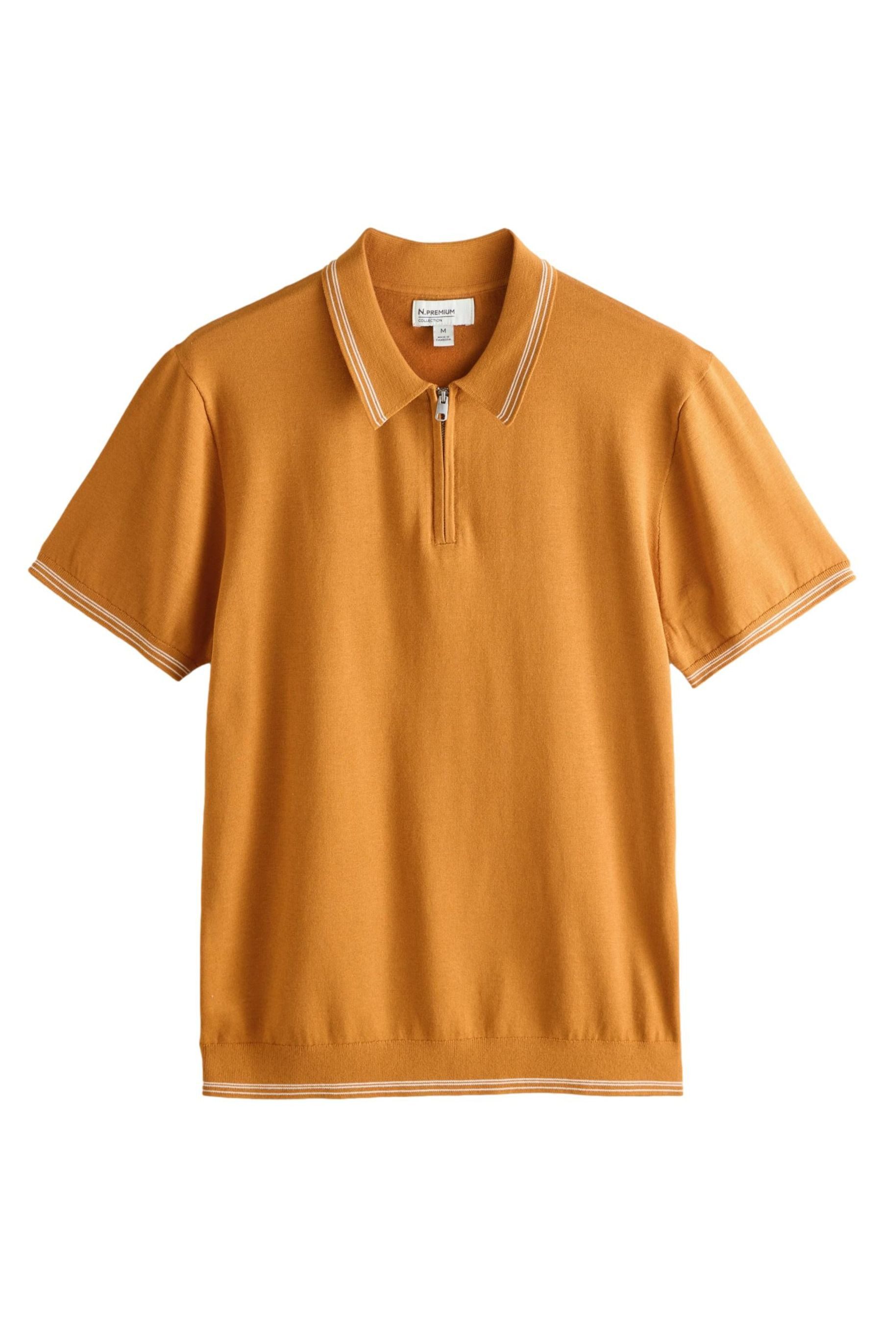 Poloshirt Kurzärmeliges Slim Fit Strick-Polohemd mit 1/4-RV