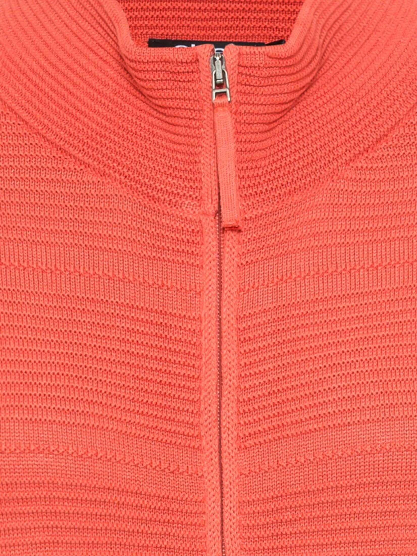 Eva und Olsen Spiced Design unifarbenen Orange Reißverschluss Cardigan im mit