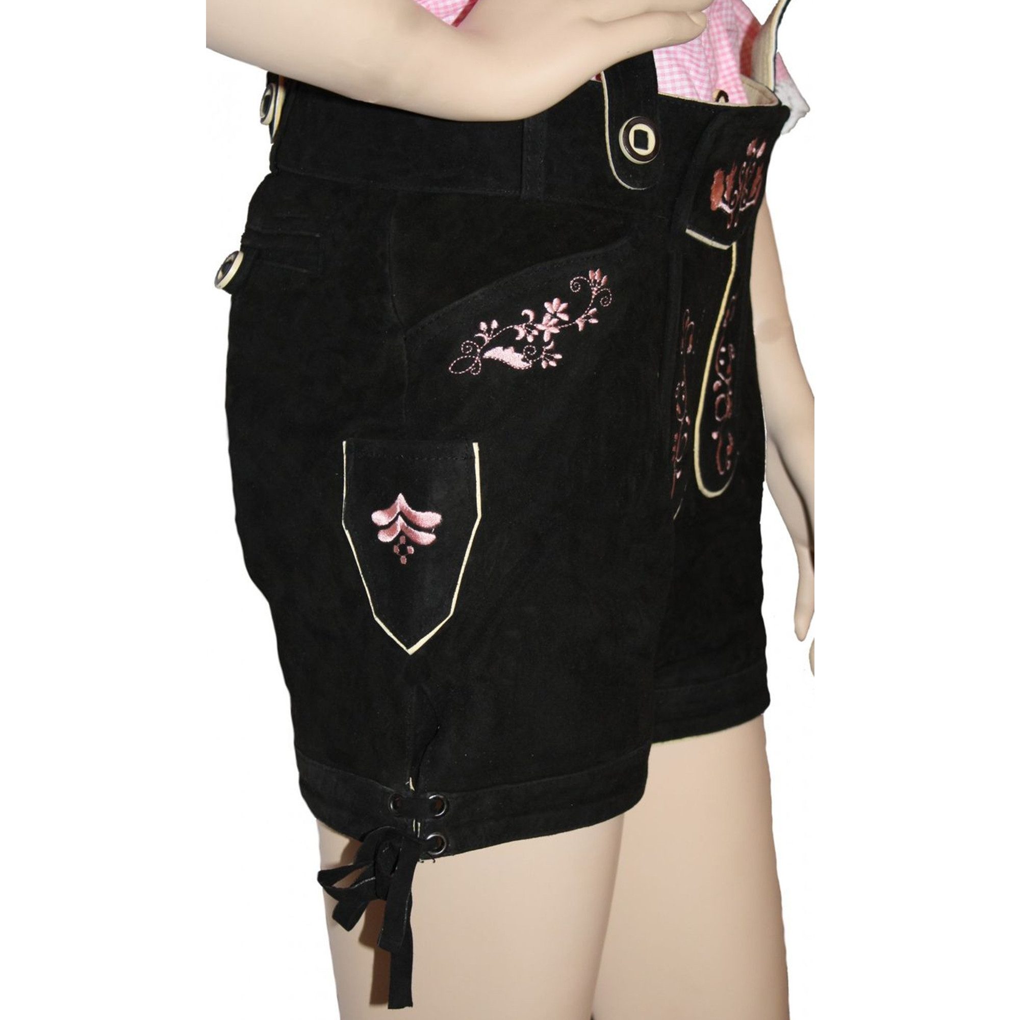 German Wear Trachtenlederhose GW20-Rosa kurze trachten lederhose Wildbock damenlederhose