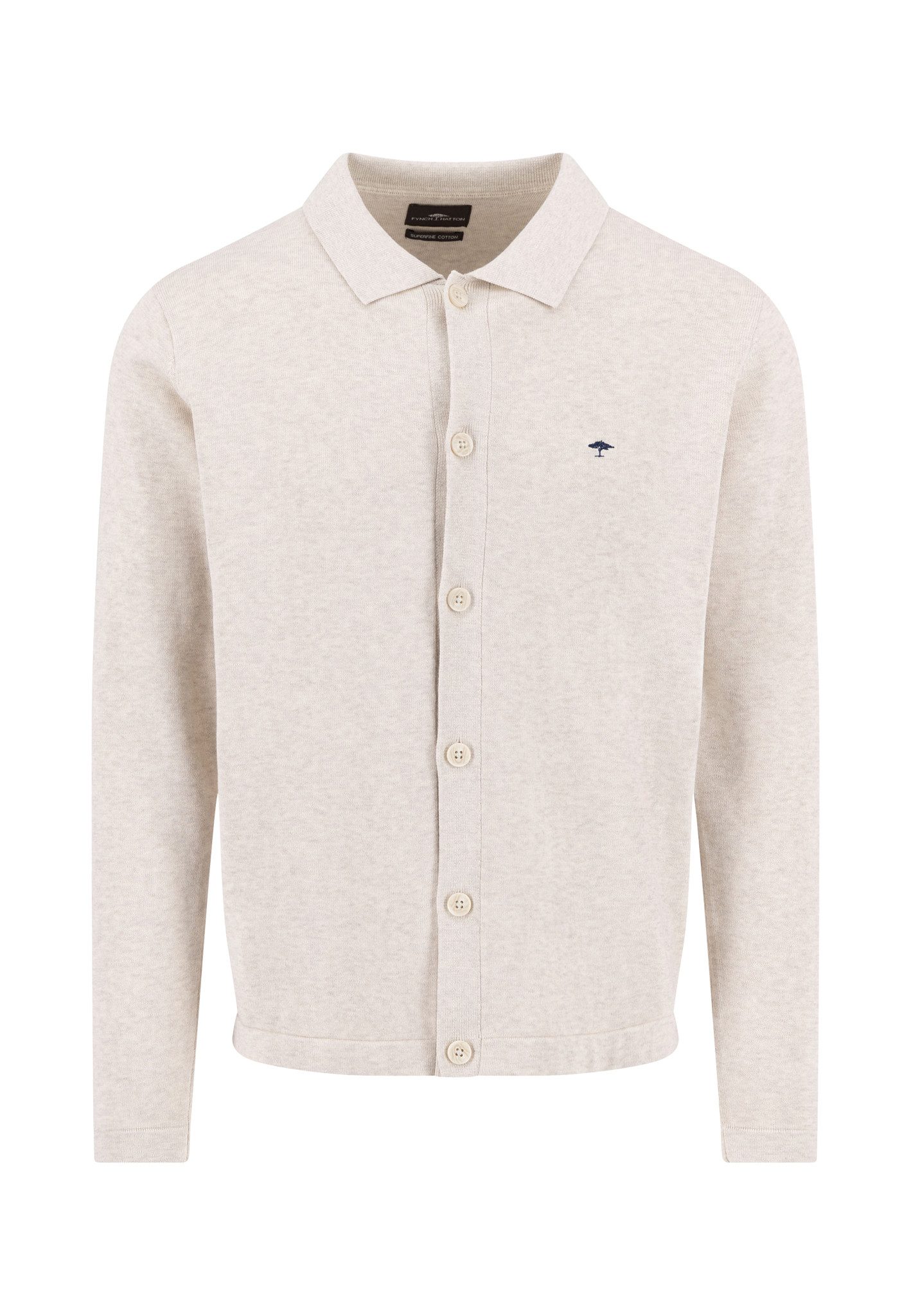 FYNCH-HATTON Strickjacke - Cardigan aus Baumwolle mit Kentkragen und Knopfleiste - Herren Basic