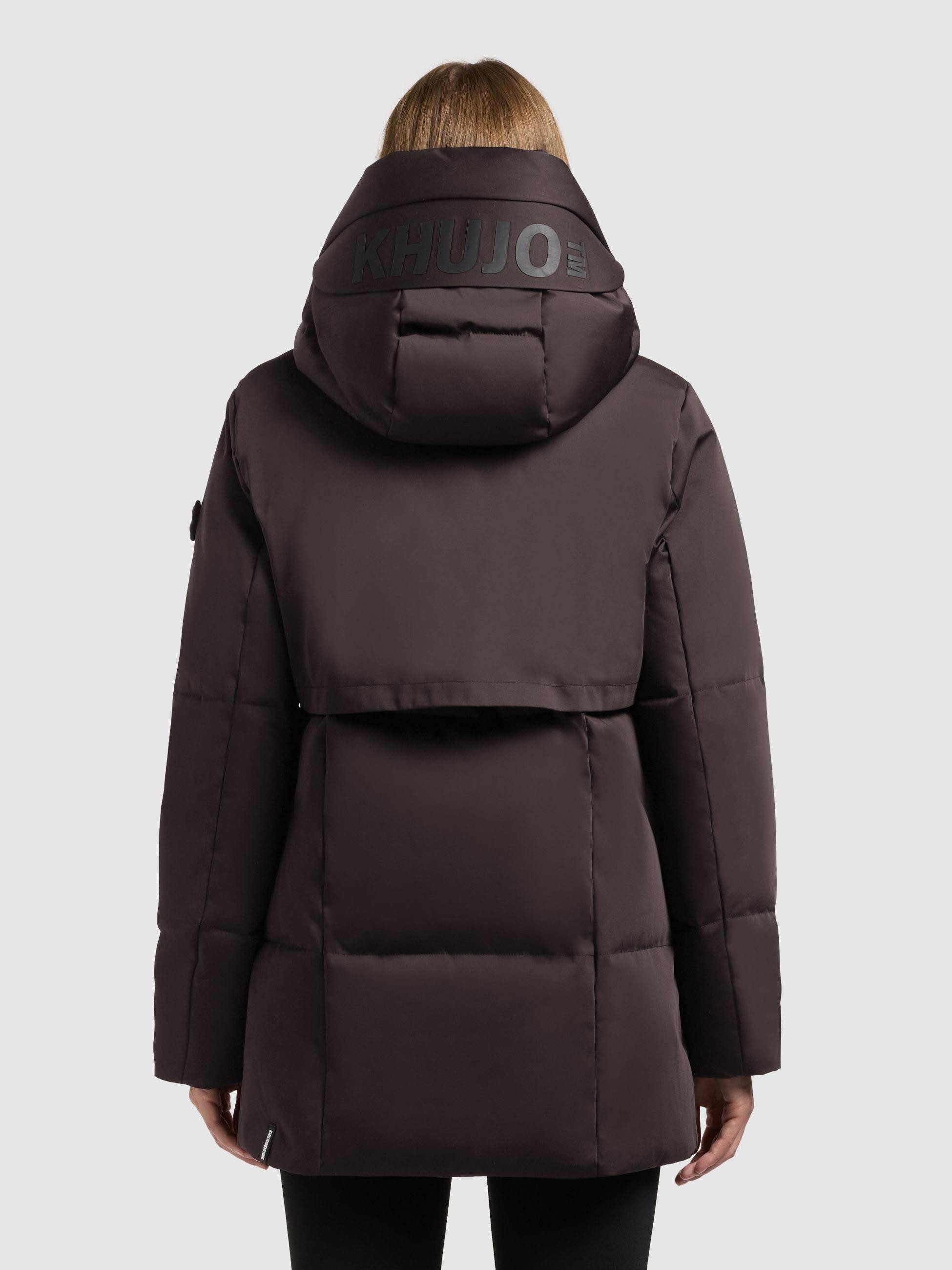 khujo Kurzmantel Allap Warmer Damen Mantel mit innenliegenden Rucksack-Trägern