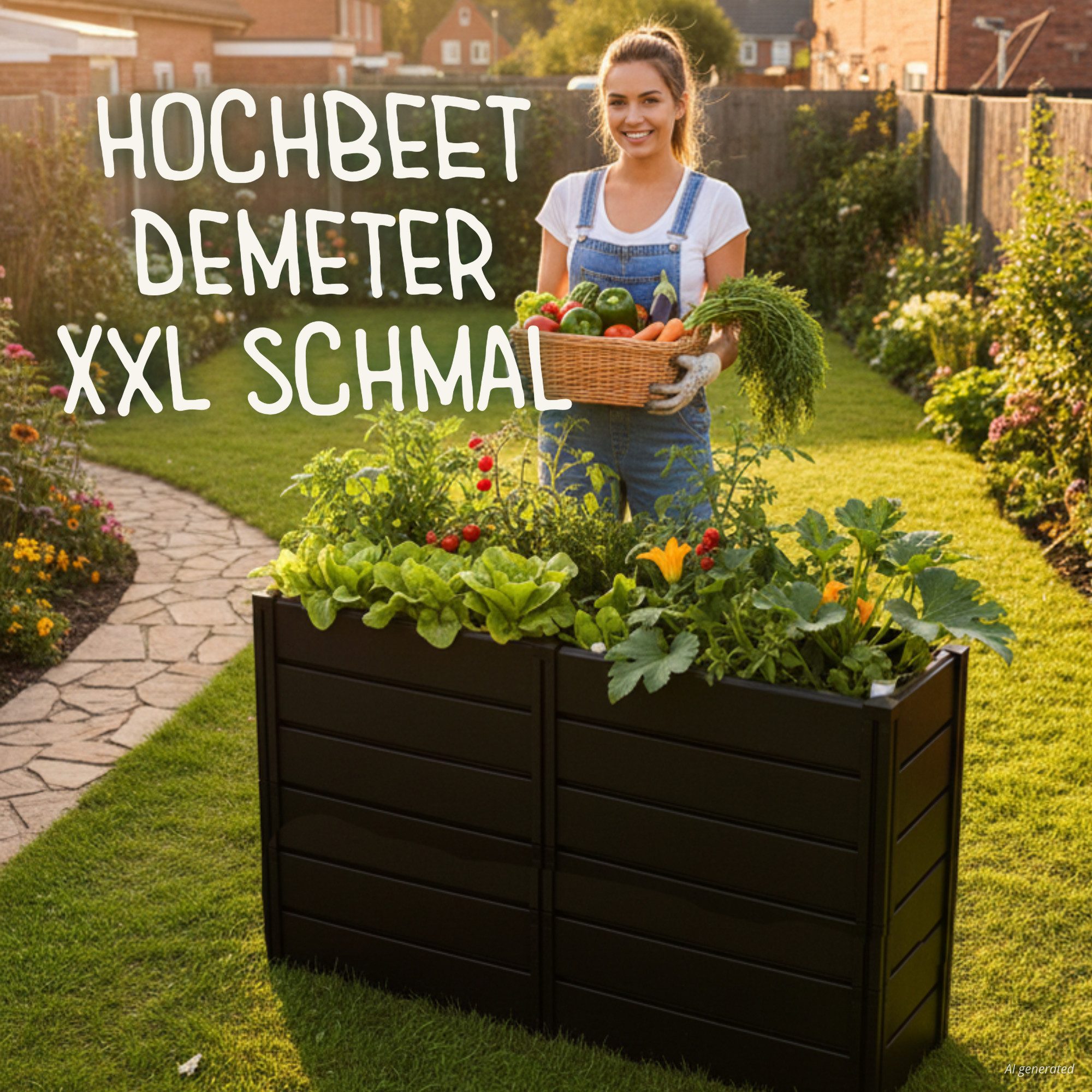 KHW Hochbeet Demeter XXL schmal (Spar-Set), platzsparende Bauweise, erweiterbar, BxTxH: 158x44x92 cm