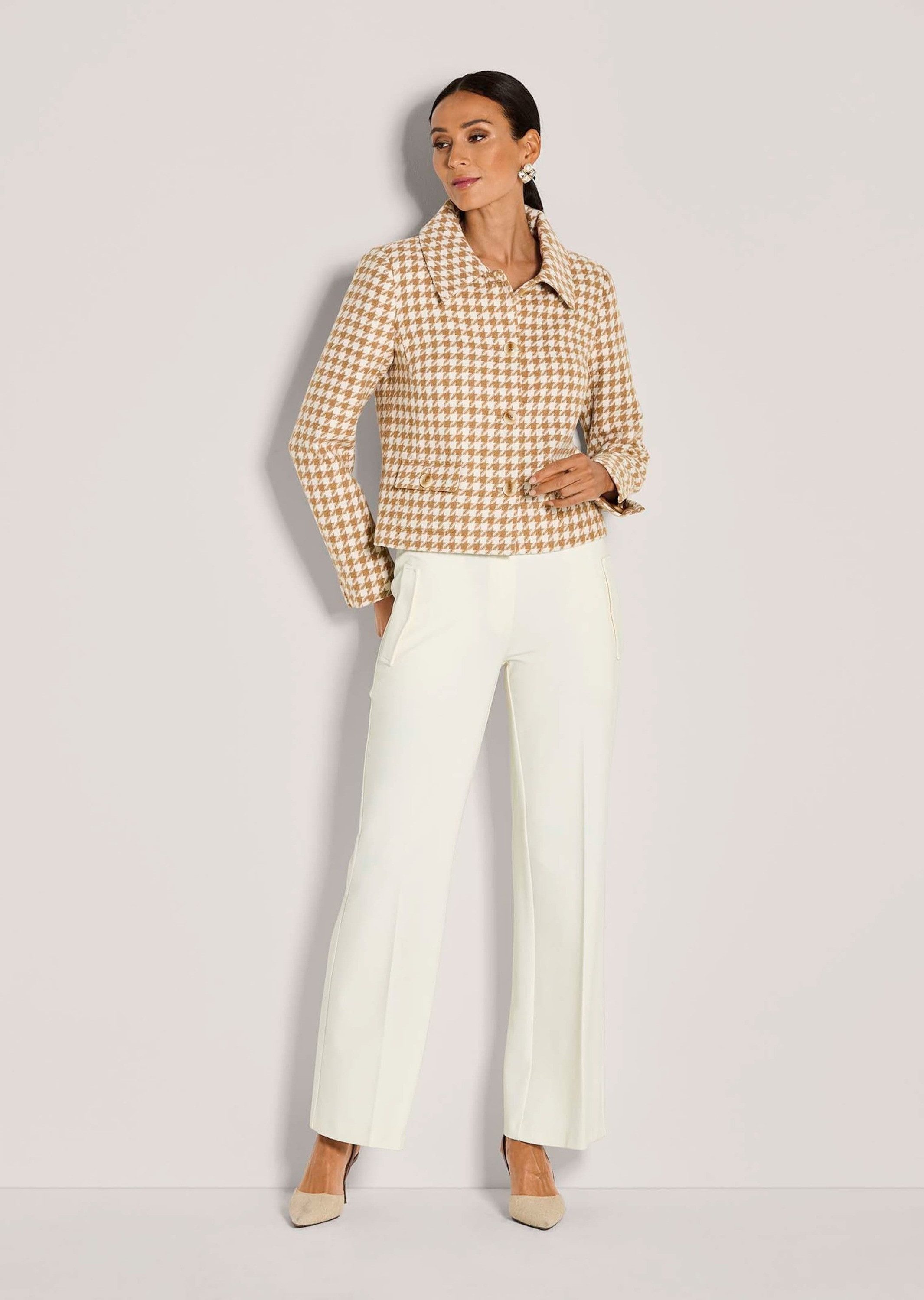 MADELEINE Kurzblazer Leicht gefütterter Hahnentritt-Blazer in verkürzter Fo günstig online kaufen