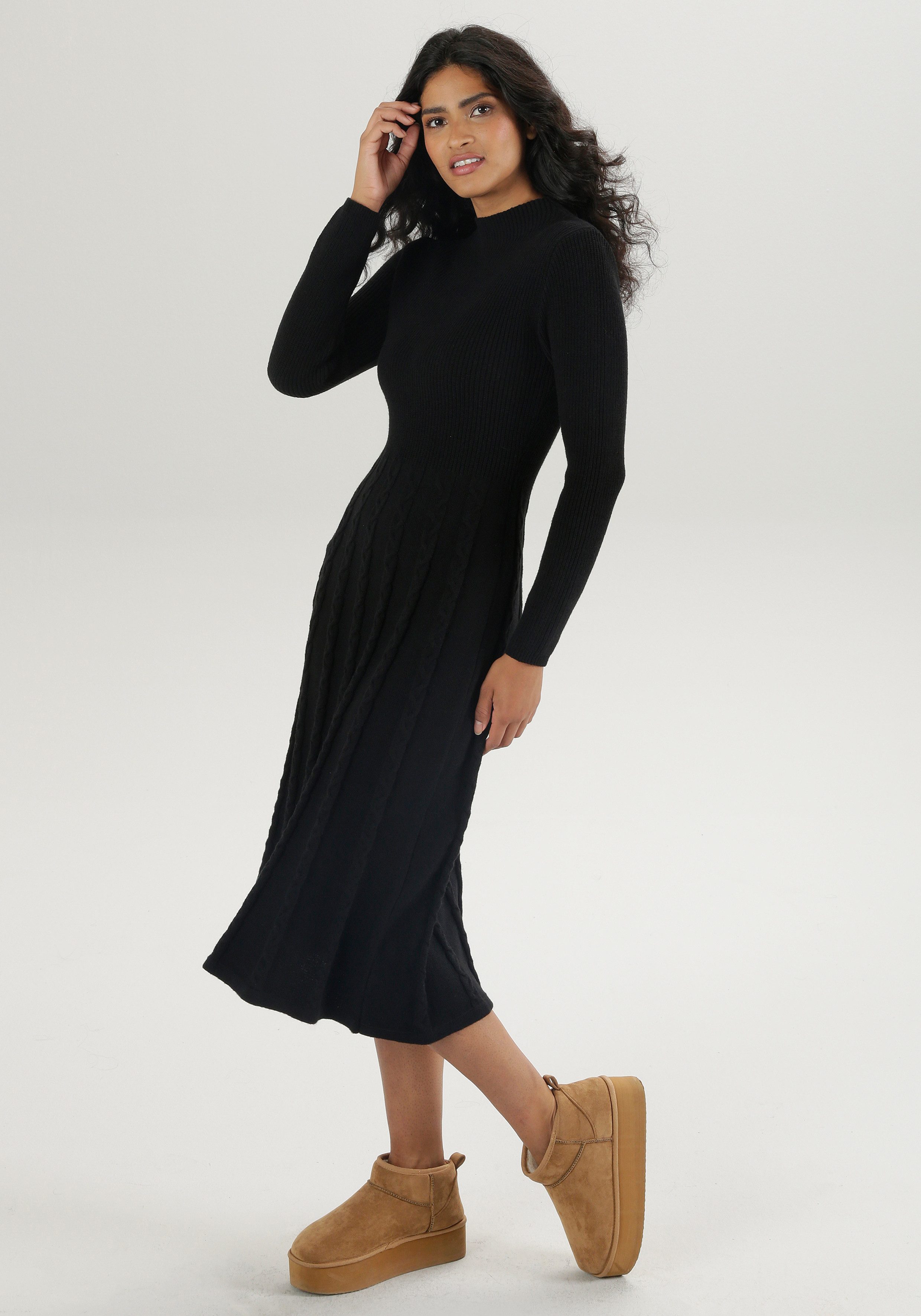 Aniston SELECTED Strickkleid mit Zopfstrickmuster